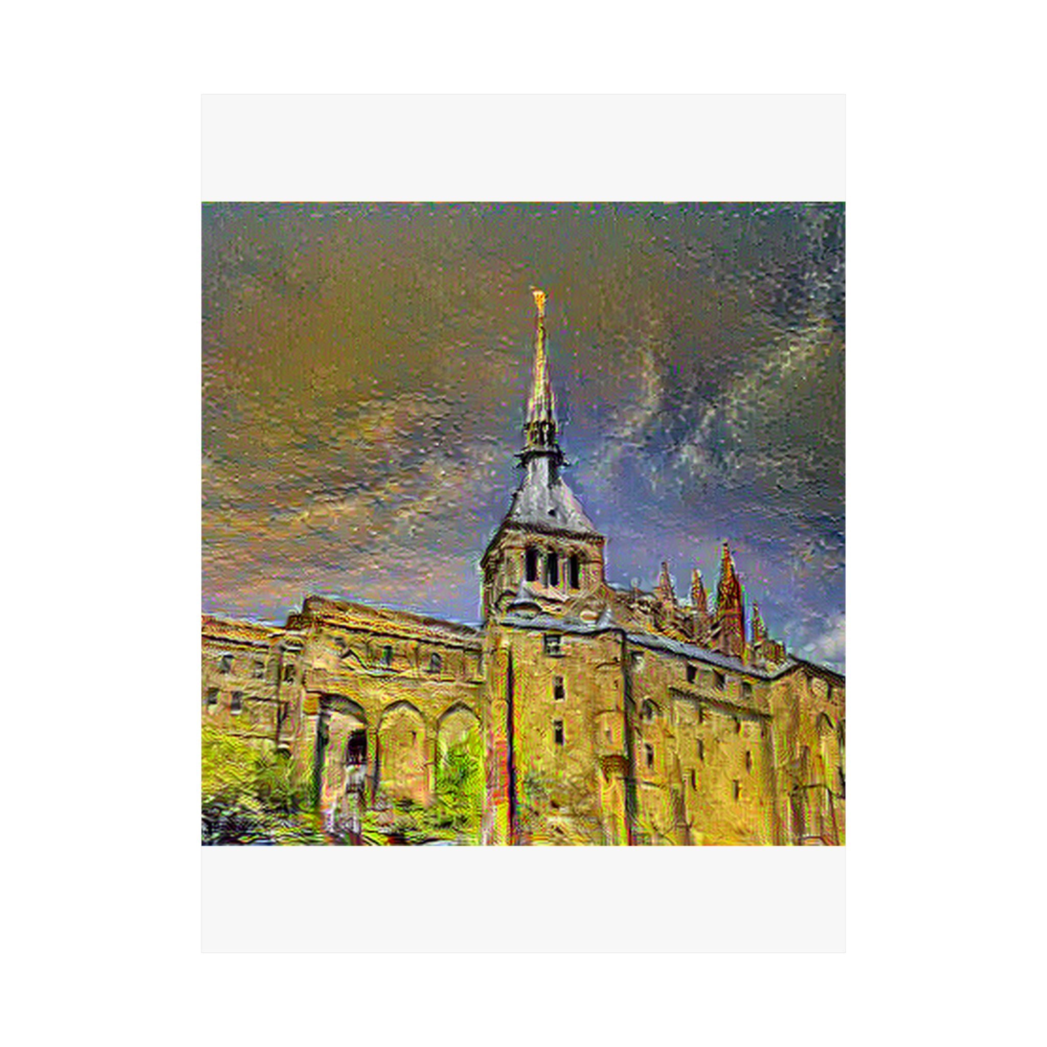 Mont Saint-Michel in Cafe Terrace at Night Style | Vincent van Gogh Inspired Art