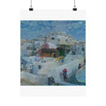 Santorini in Water Lilies Style | Claude Monet Inspired Art