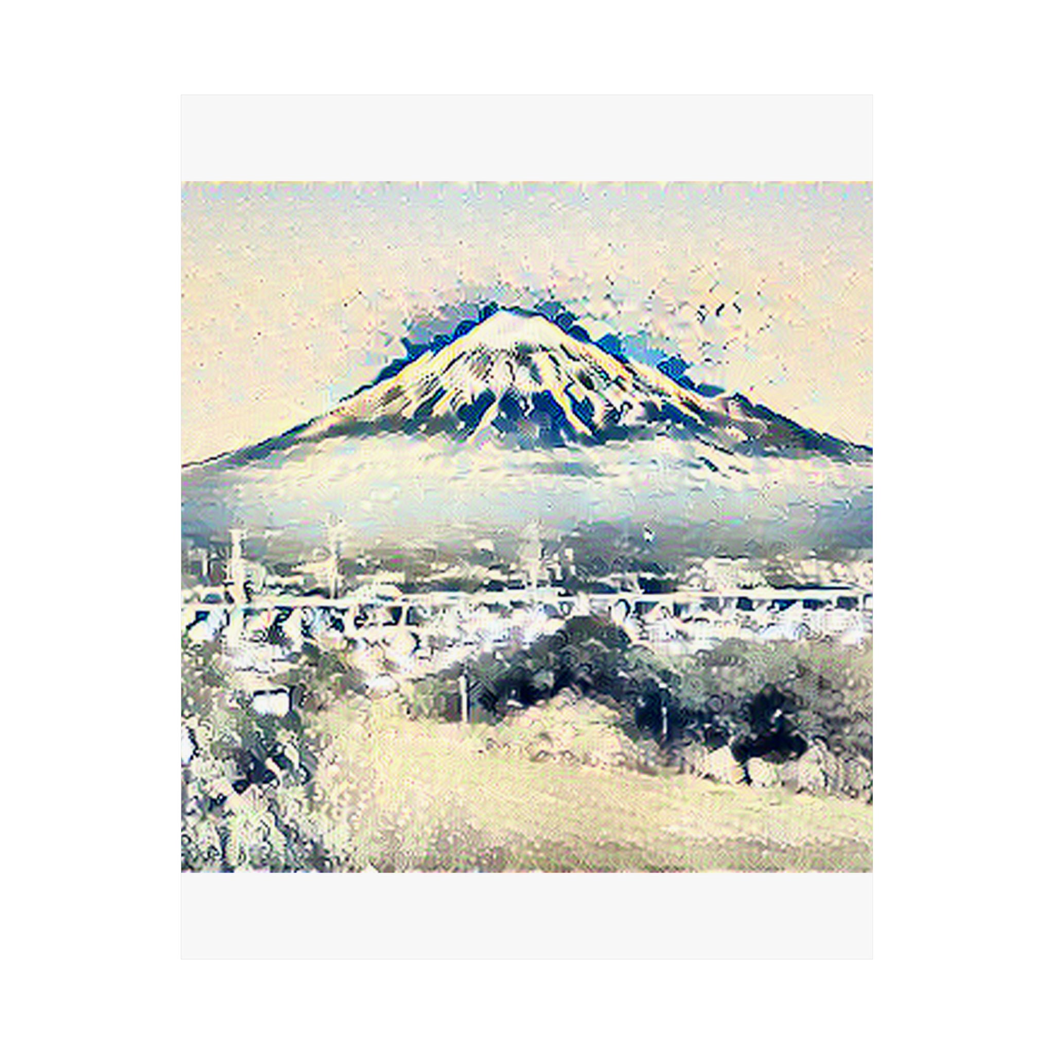 Mount Fuji in The Great Wave off Kanagawa Style | Katsushika Hokusai Inspired Art