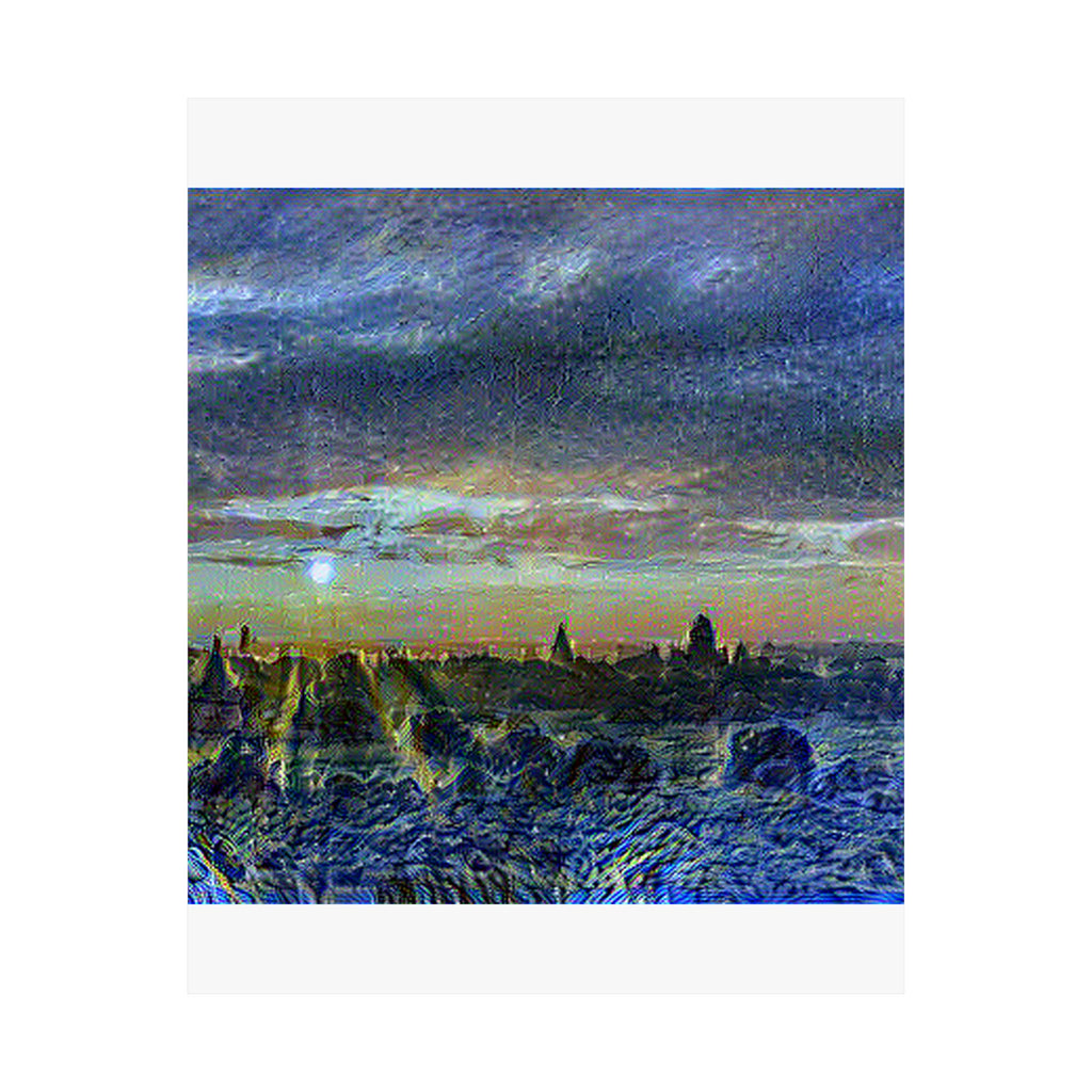 Bagan Temple Plain in Starry Night Style | Vincent van Gogh Inspired Art