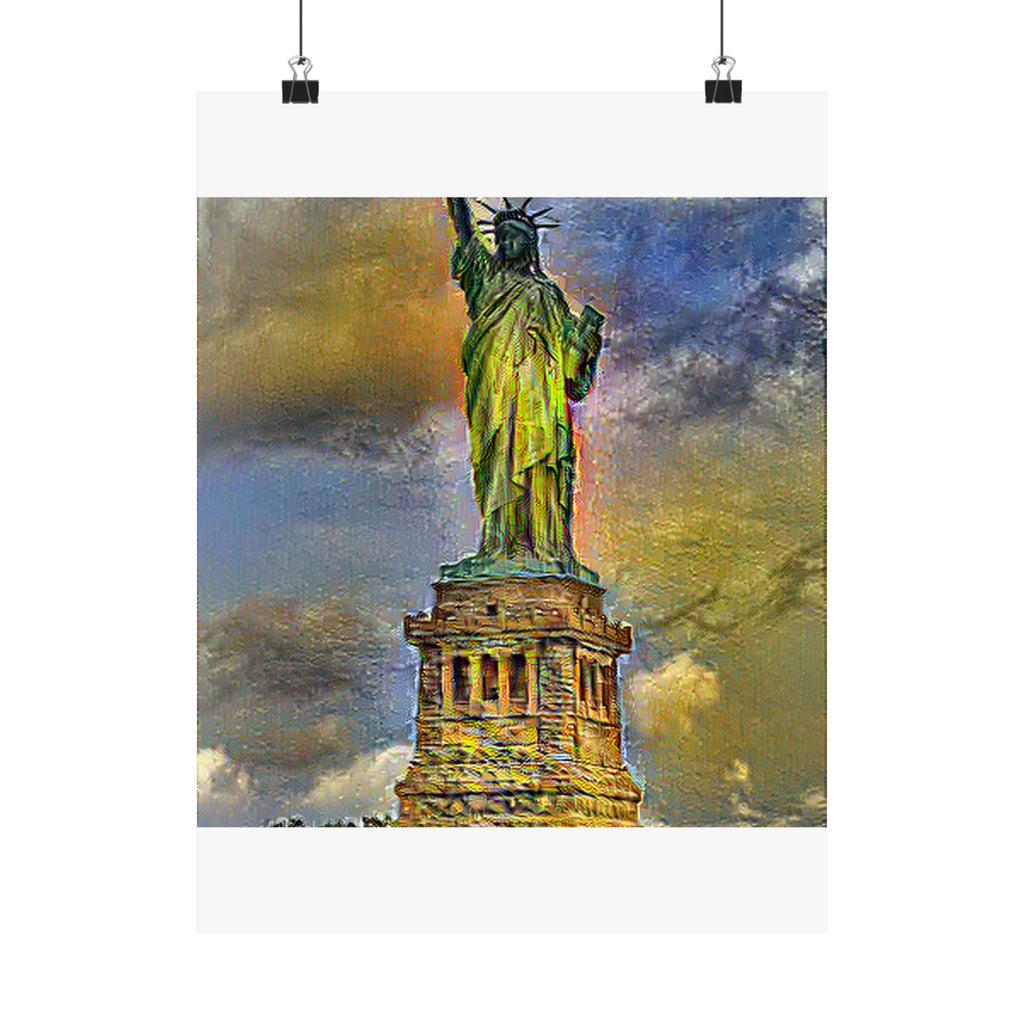 Statue Of Liberty in Cafe Terrace Style - Poster Print