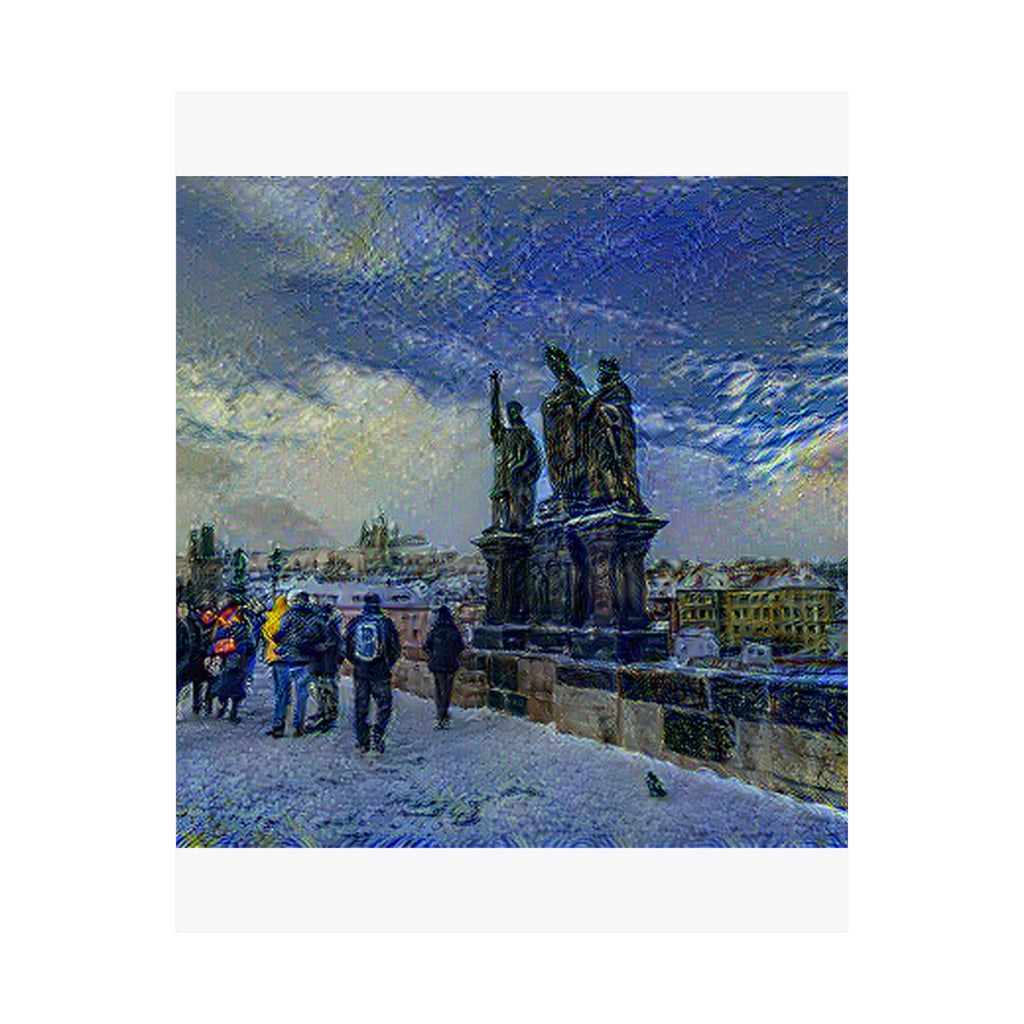 Charles Bridge in Starry Night Style | Vincent van Gogh Inspired Art