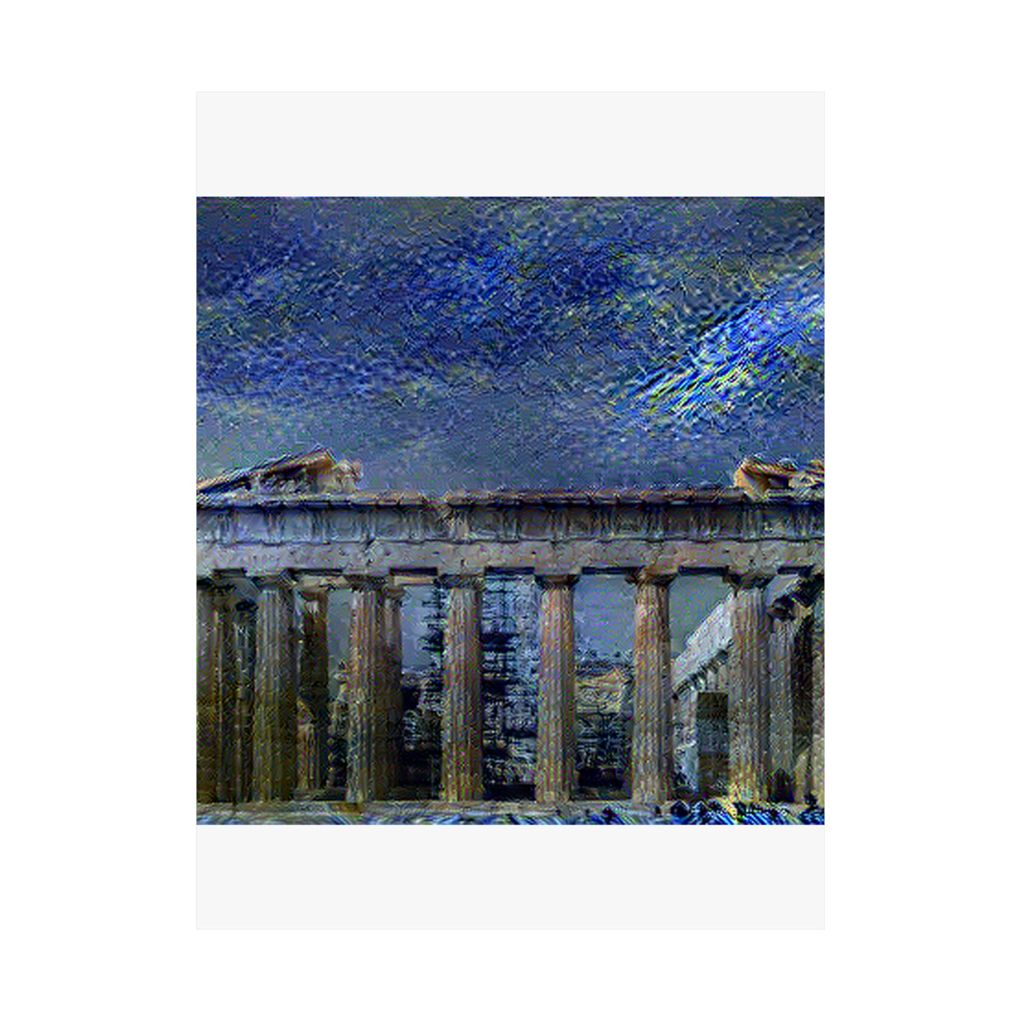 Acropolis Athens in Starry Night Style - Poster Print
