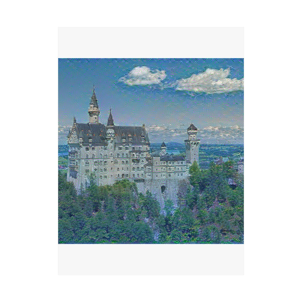 Neuschwanstein in Water Lilies Style - Poster Print