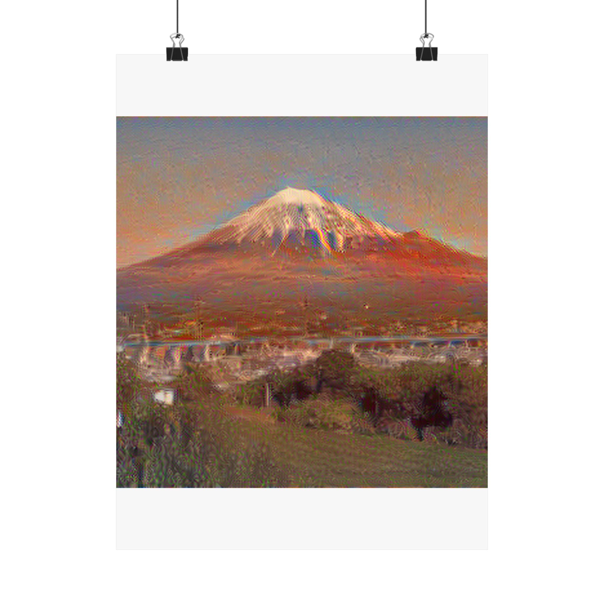 Mount Fuji in The Scream Style - Poster Print