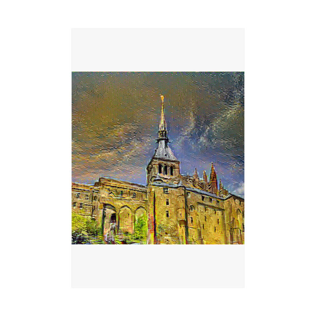 Mont Saint-Michel in Cafe Terrace at Night Style | Vincent van Gogh Inspired Art