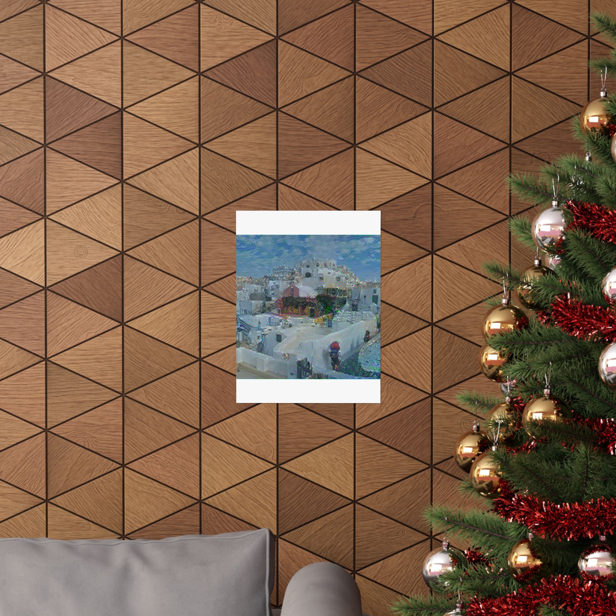 Santorini in Water Lilies Style | Claude Monet Inspired Art