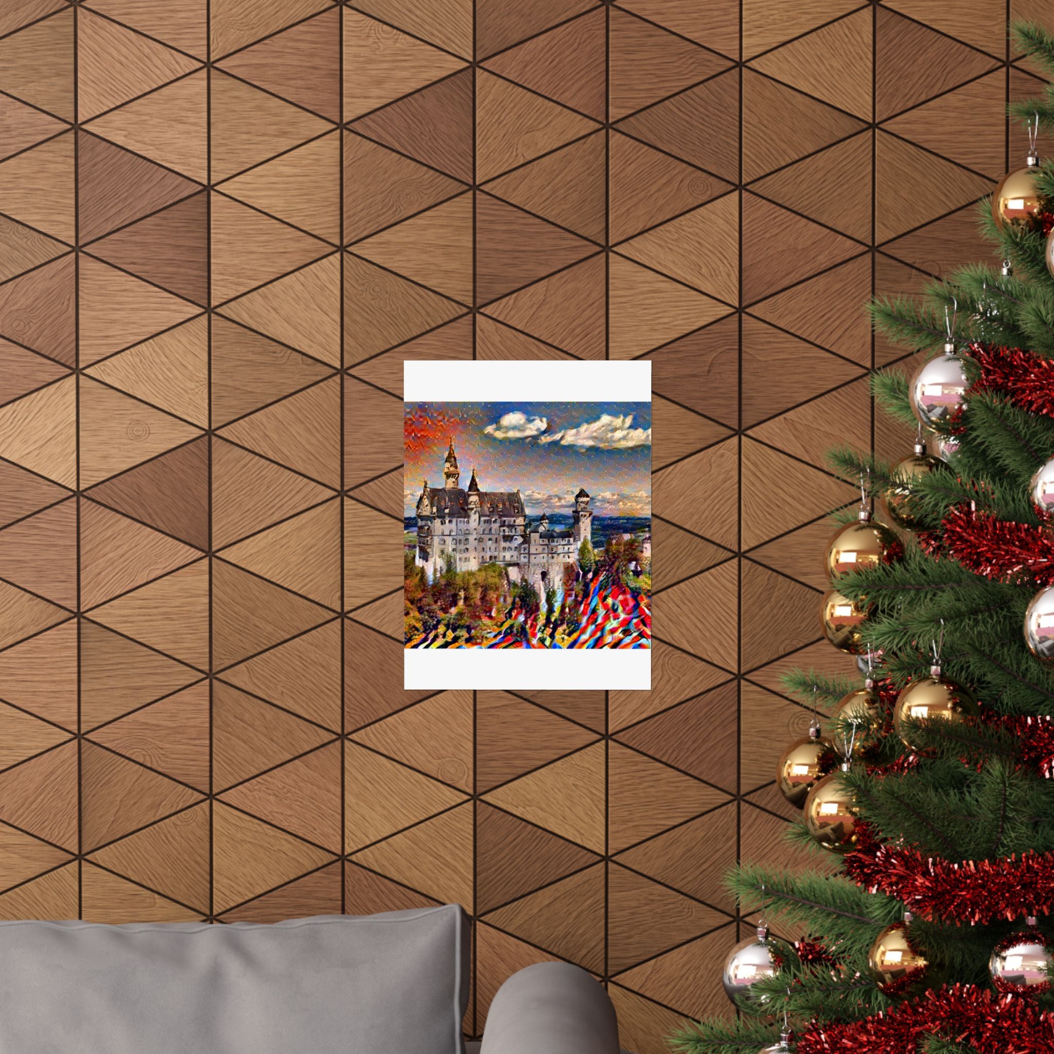 Neuschwanstein in Composition Vii Style - Poster Print