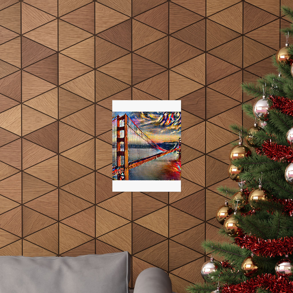 Golden Gate in Composition Vii Style - Poster Print