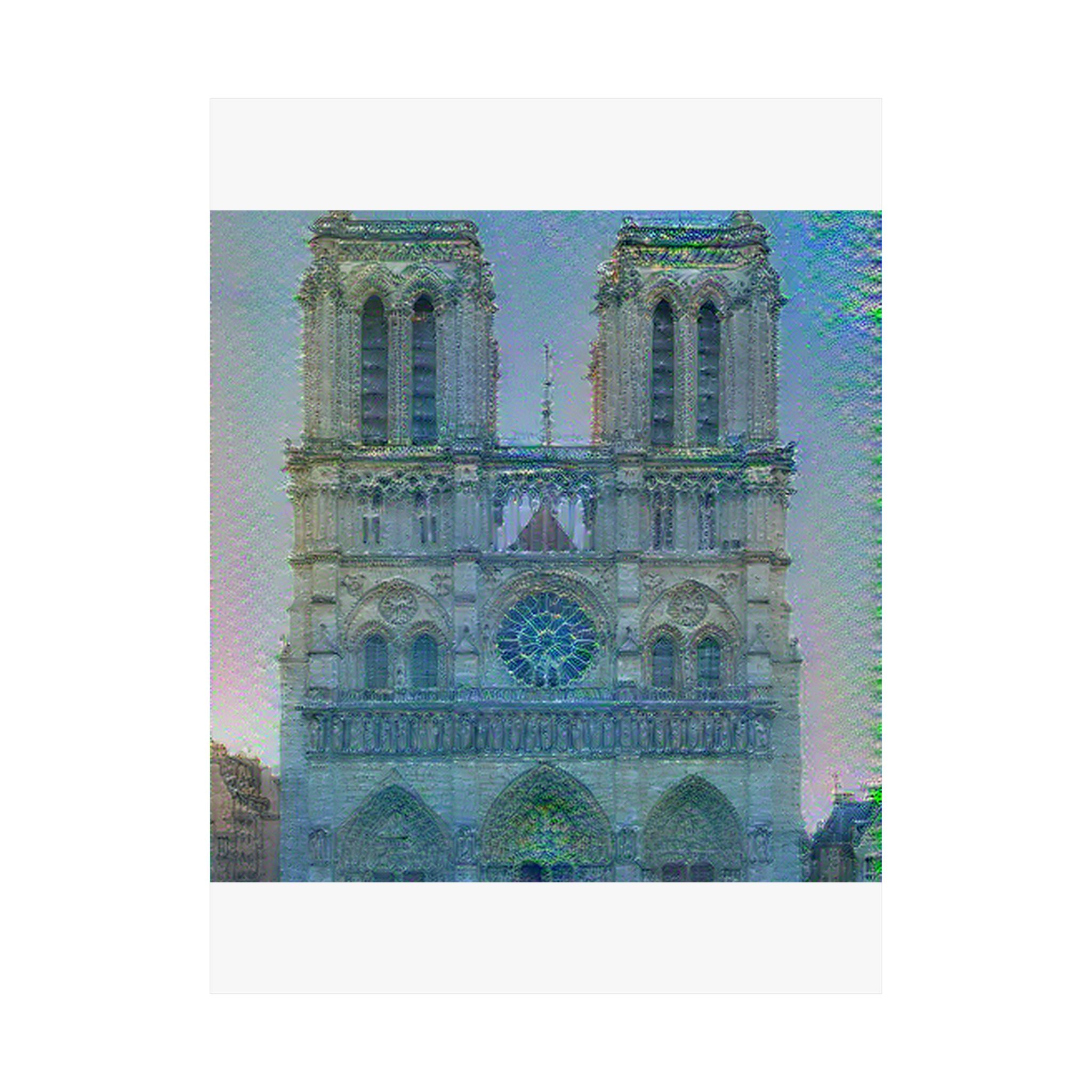 Notre Dame in Water Lilies Style - Poster Print