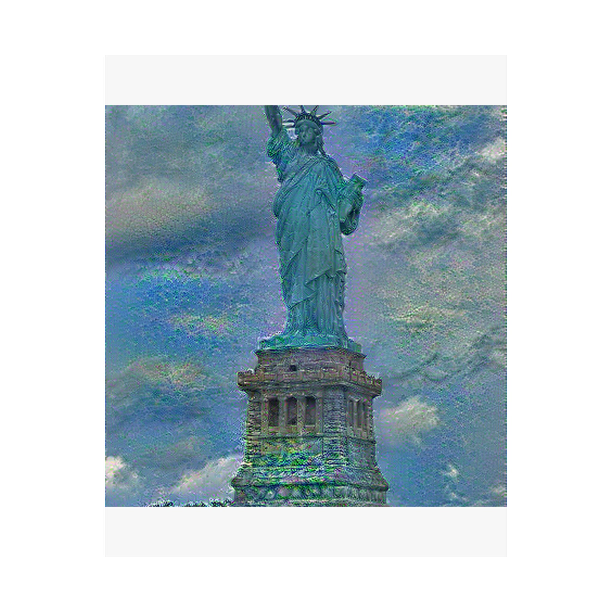 Statue Of Liberty in Water Lilies Style - Poster Print
