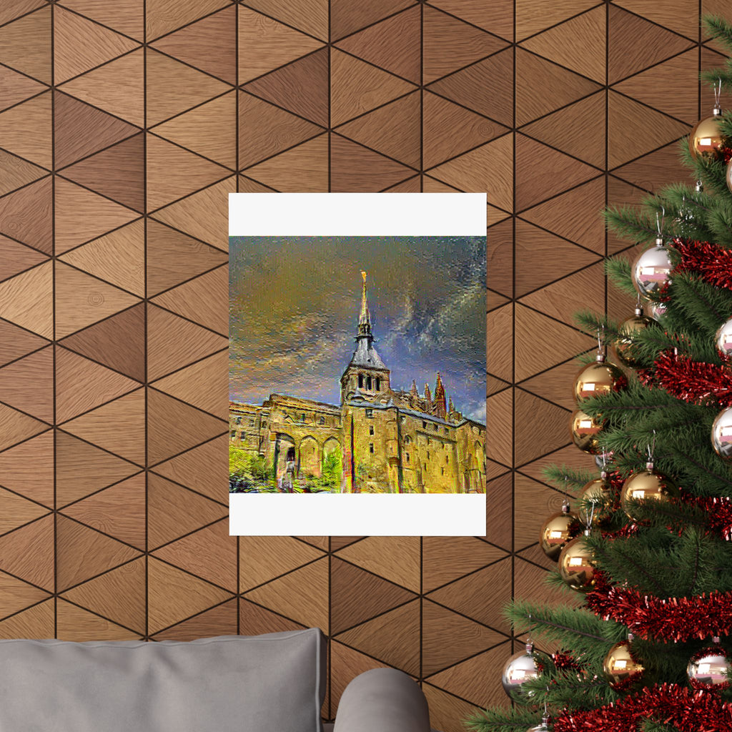 Mont Saint-Michel in Cafe Terrace at Night Style | Vincent van Gogh Inspired Art