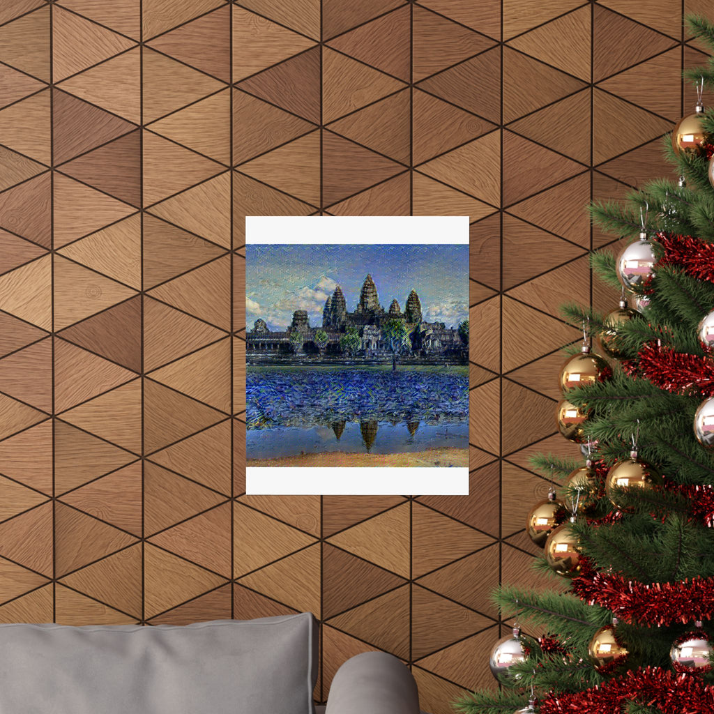 Angkor Wat in Starry Night Style | Vincent van Gogh Inspired Art