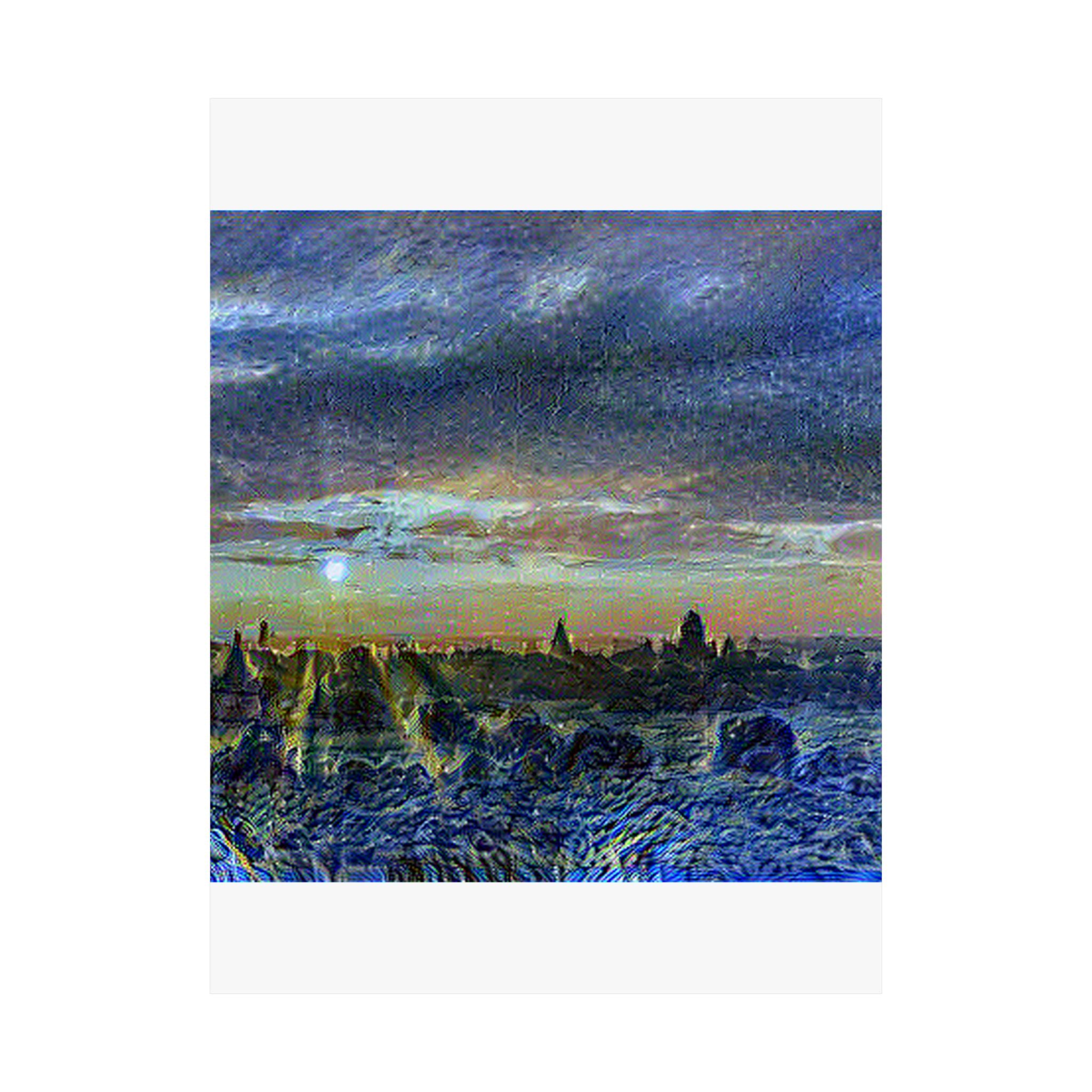 Bagan Temple Plain in Starry Night Style | Vincent van Gogh Inspired Art