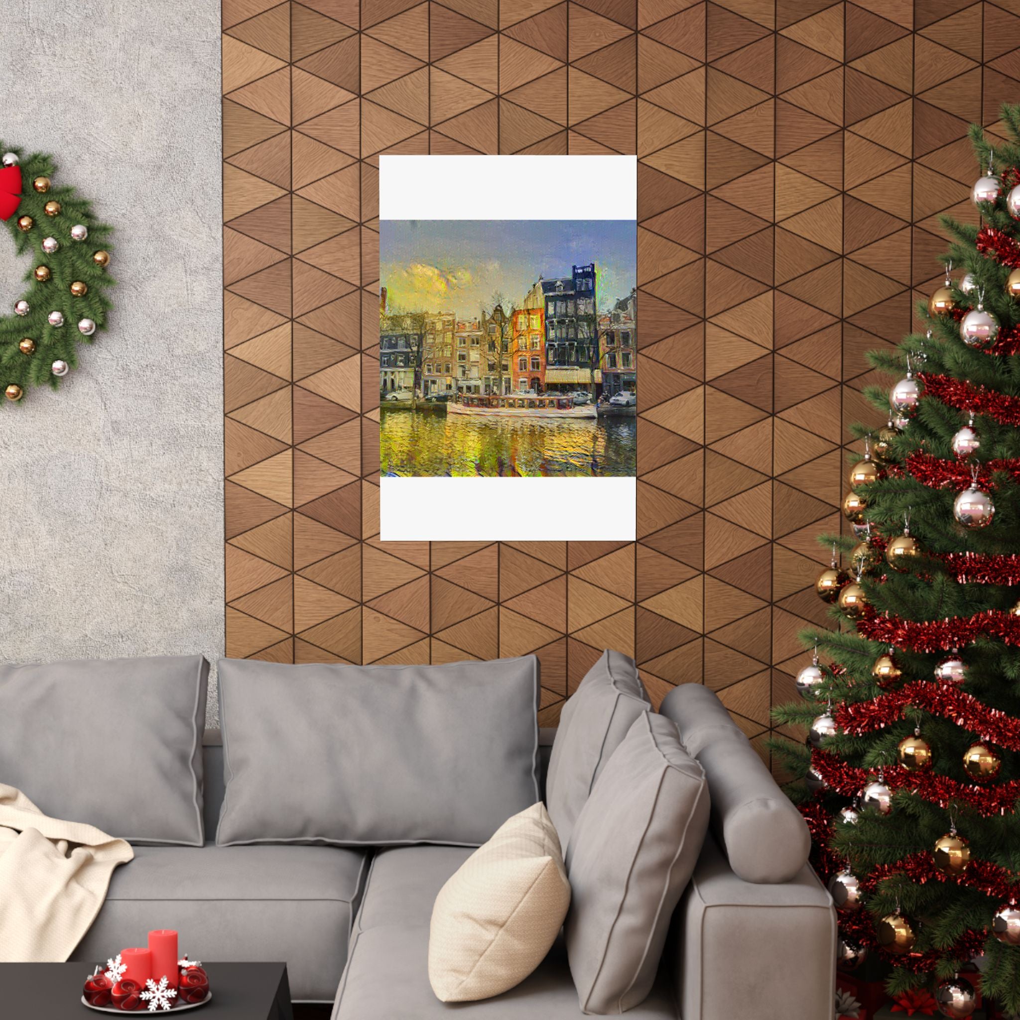 Amsterdam Canal Ring in Cafe Terrace at Night Style | Vincent van Gogh Inspired Art