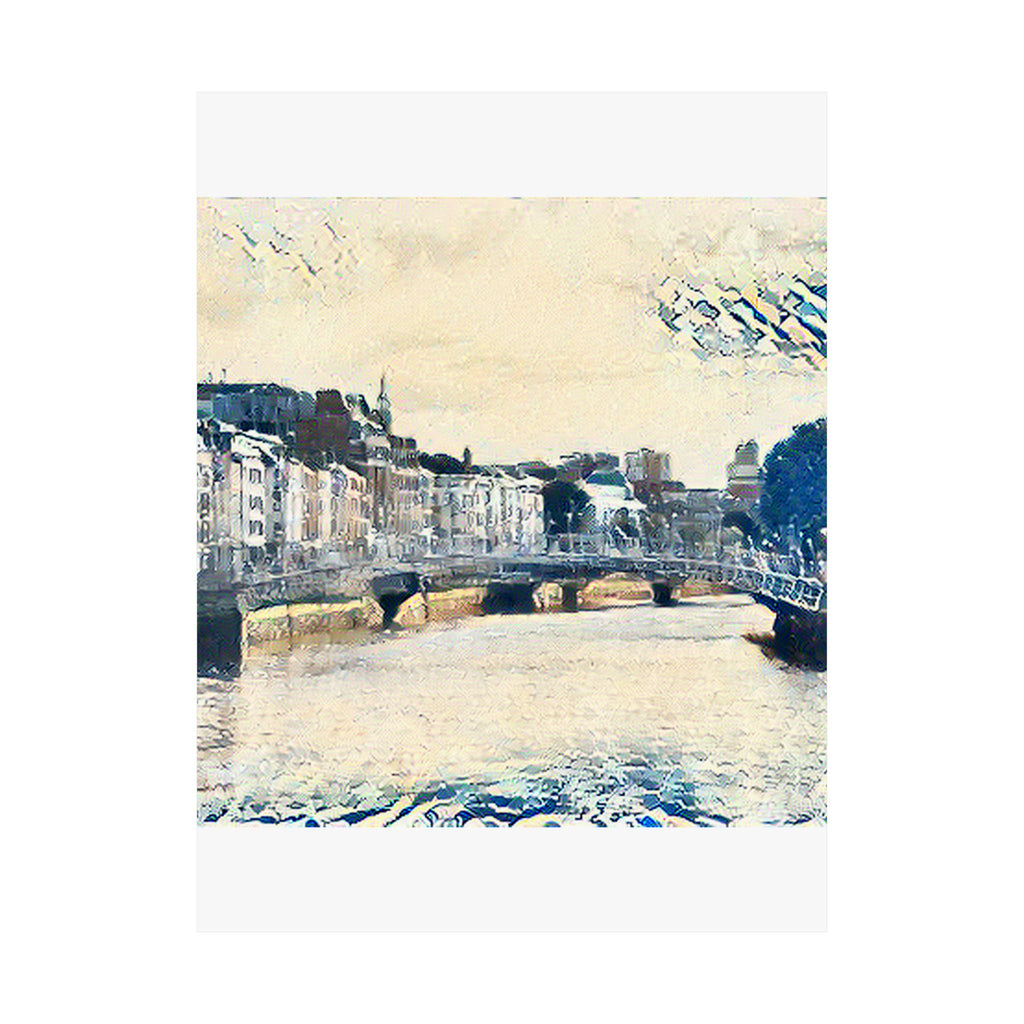 Ha'penny Bridge in The Great Wave off Kanagawa Style | Katsushika Hokusai Inspired Art