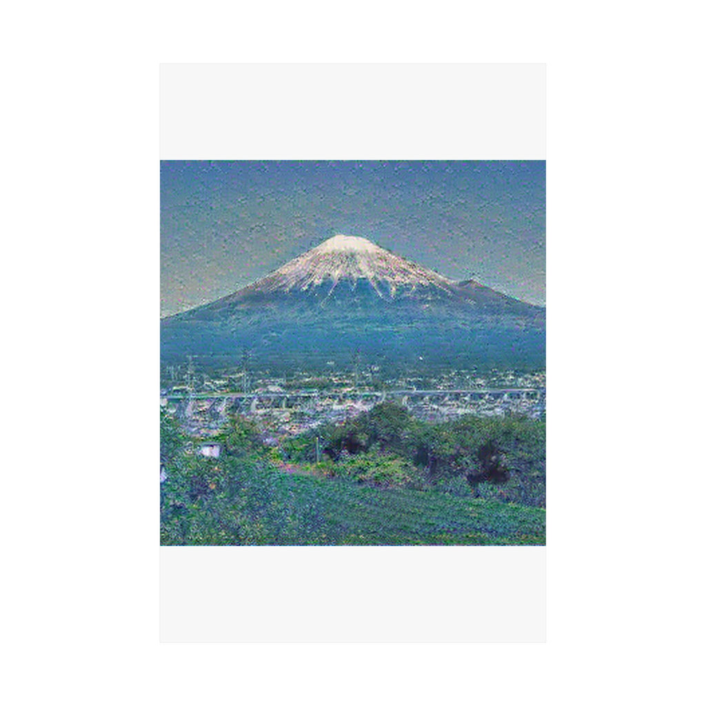 Mount Fuji in Water Lilies Style - Poster Print