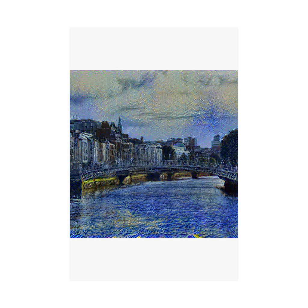 Ha'penny Bridge in Starry Night Style | Vincent van Gogh Inspired Art