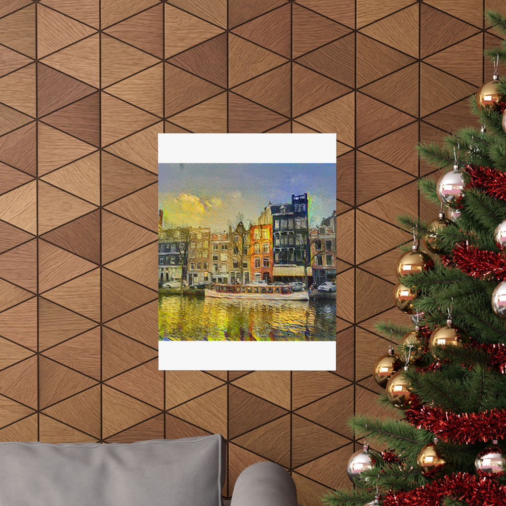 Amsterdam Canal Ring in Cafe Terrace at Night Style | Vincent van Gogh Inspired Art