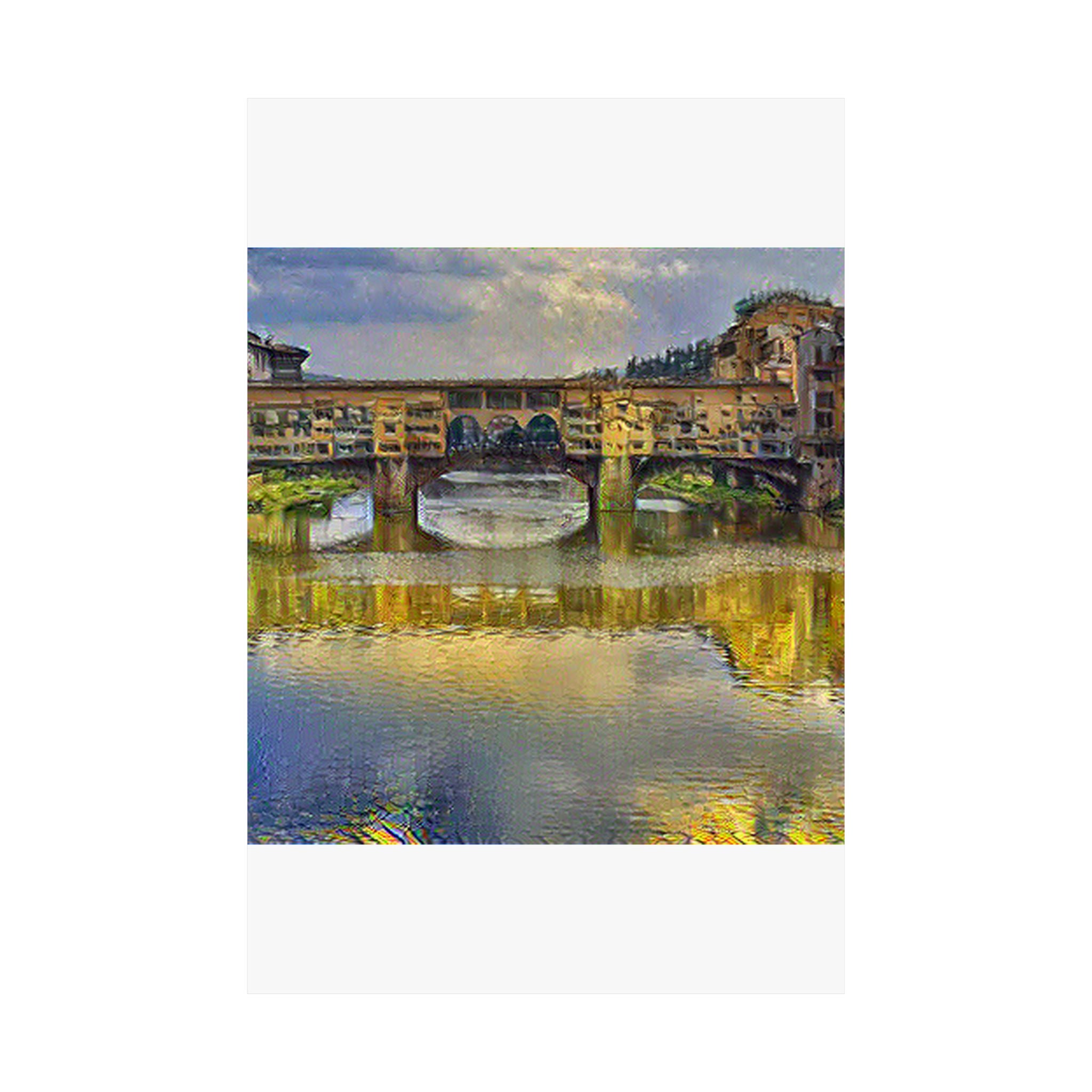 Ponte Vecchio in Cafe Terrace at Night Style | Vincent van Gogh Inspired Art