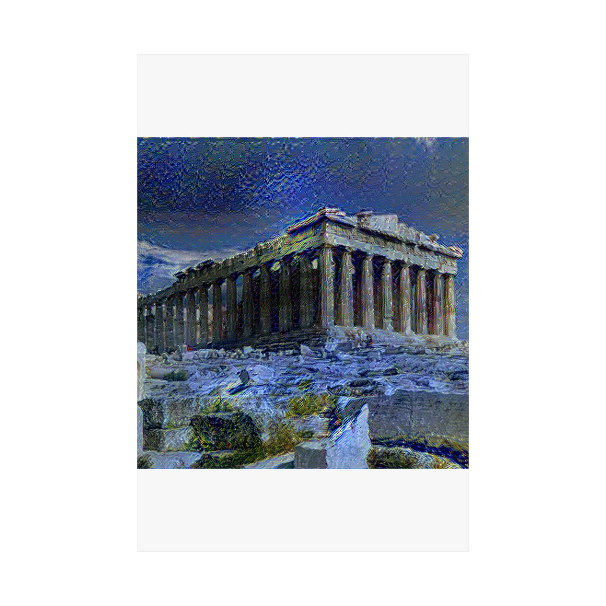 Parthenon in Starry Night Style - Poster Print