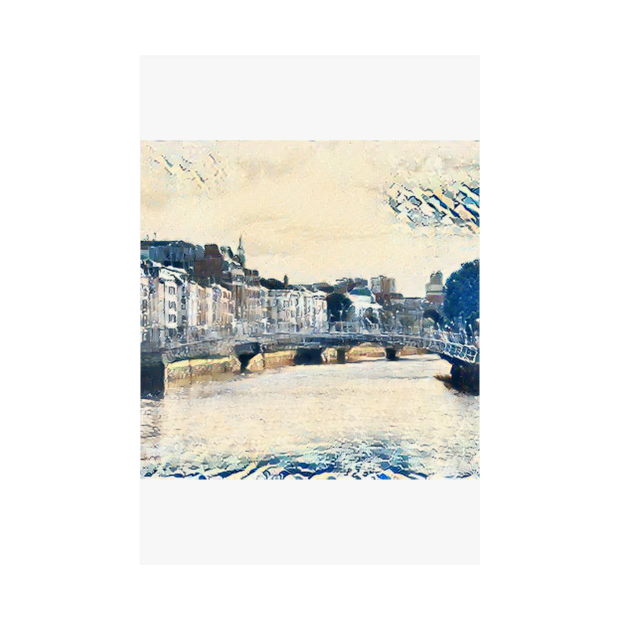 Ha'penny Bridge in The Great Wave off Kanagawa Style | Katsushika Hokusai Inspired Art