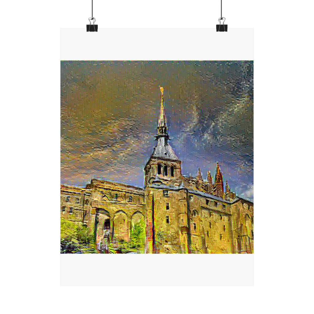 Mont Saint-Michel in Cafe Terrace at Night Style | Vincent van Gogh Inspired Art