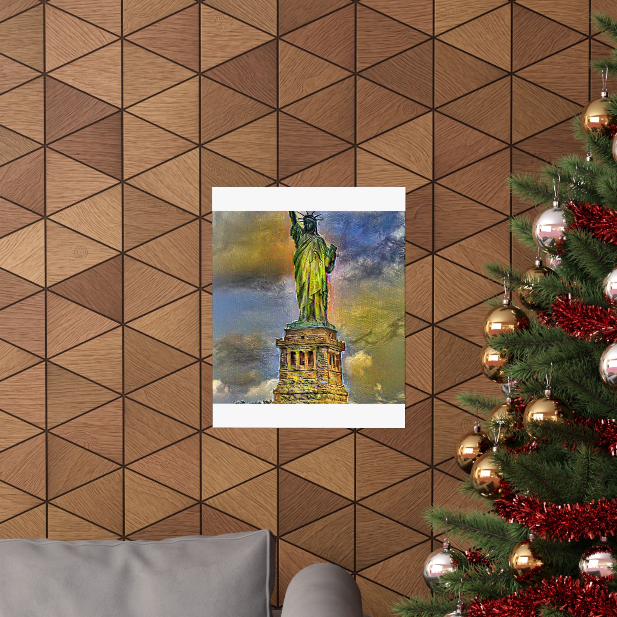 Statue Of Liberty in Cafe Terrace Style - Poster Print
