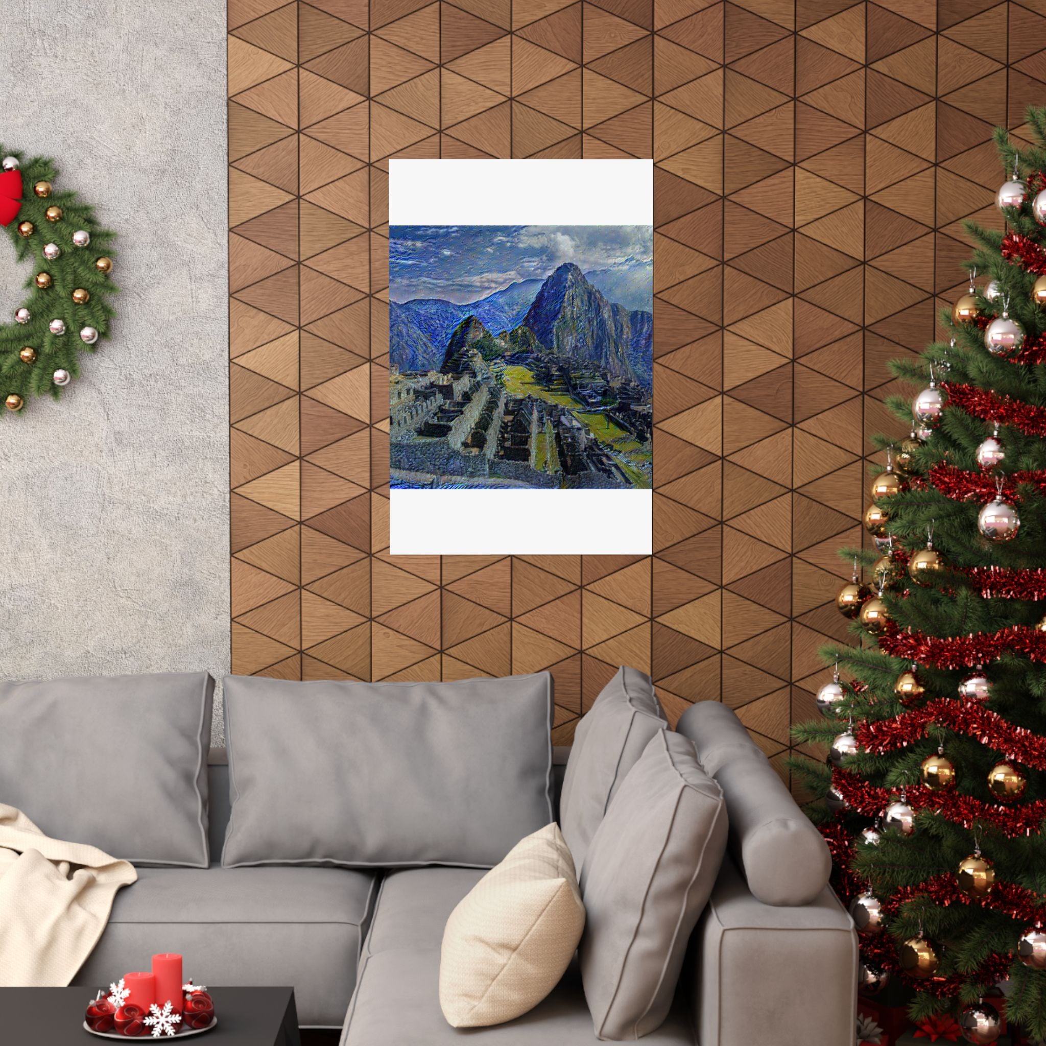 Machu Picchu in Starry Night Style - Poster Print