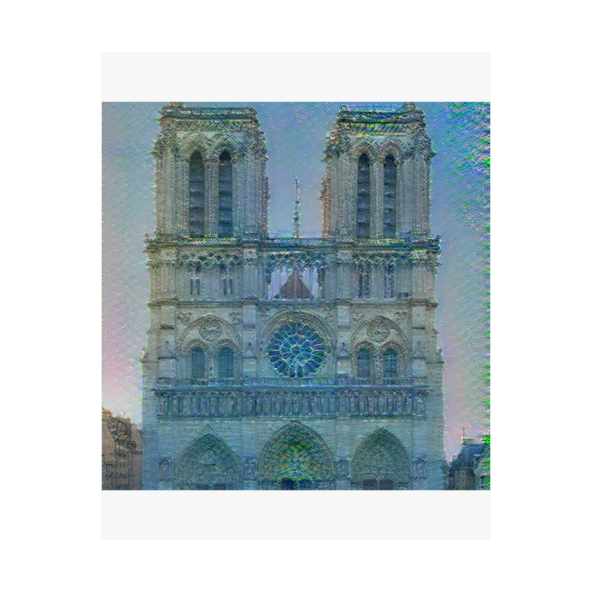 Notre Dame in Water Lilies Style - Poster Print