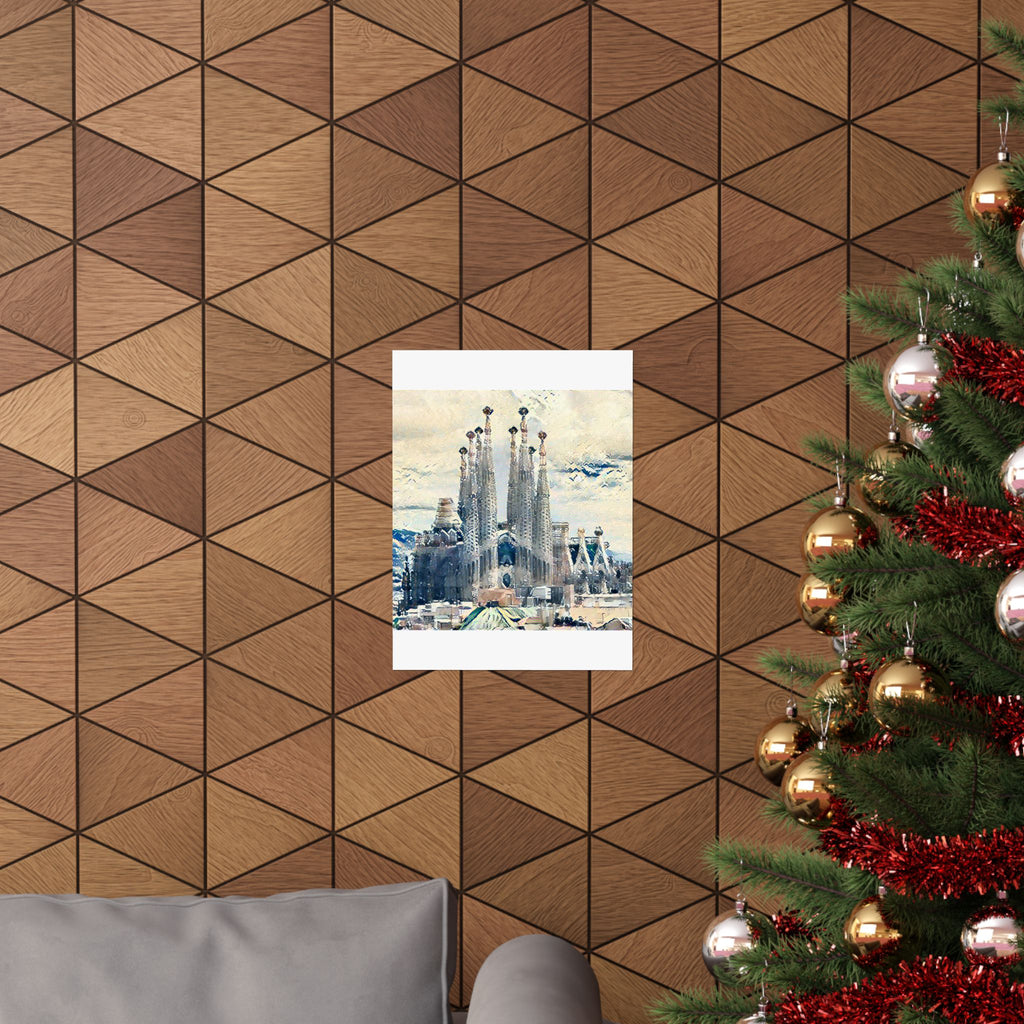 Sagrada Familia in Great Wave Style - Poster Print
