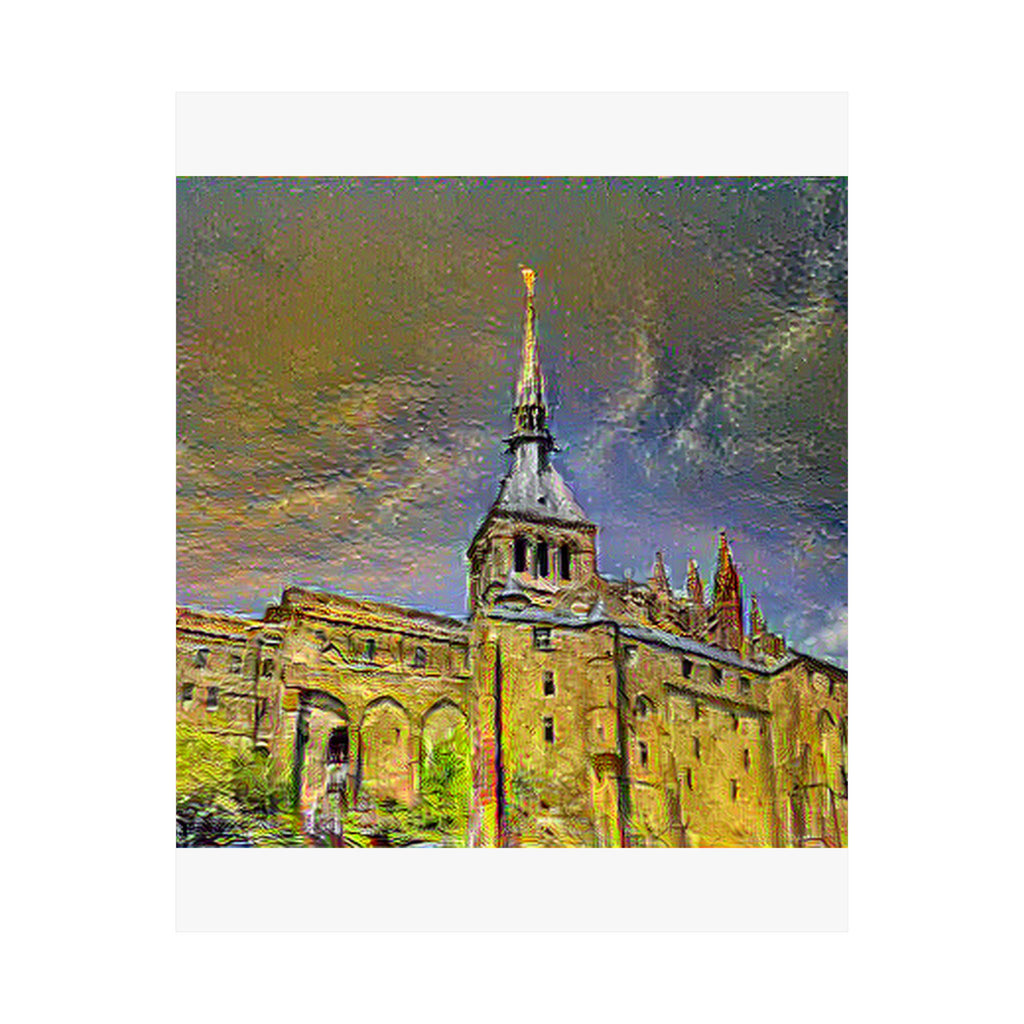 Mont Saint-Michel in Cafe Terrace at Night Style | Vincent van Gogh Inspired Art