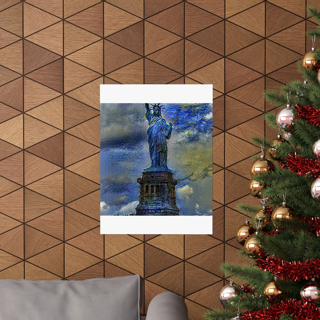 Statue of Liberty in Starry Night Style | Vincent van Gogh Inspired Art