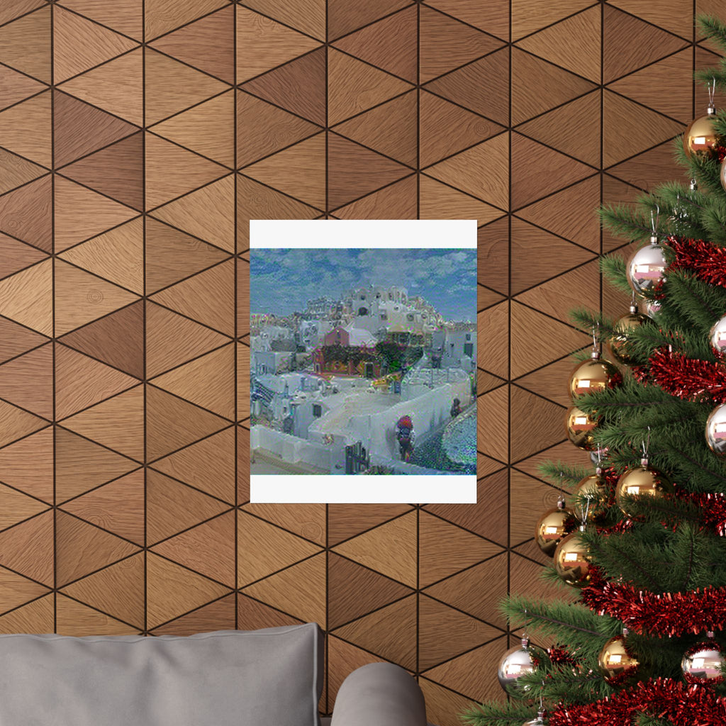 Santorini in Water Lilies Style | Claude Monet Inspired Art