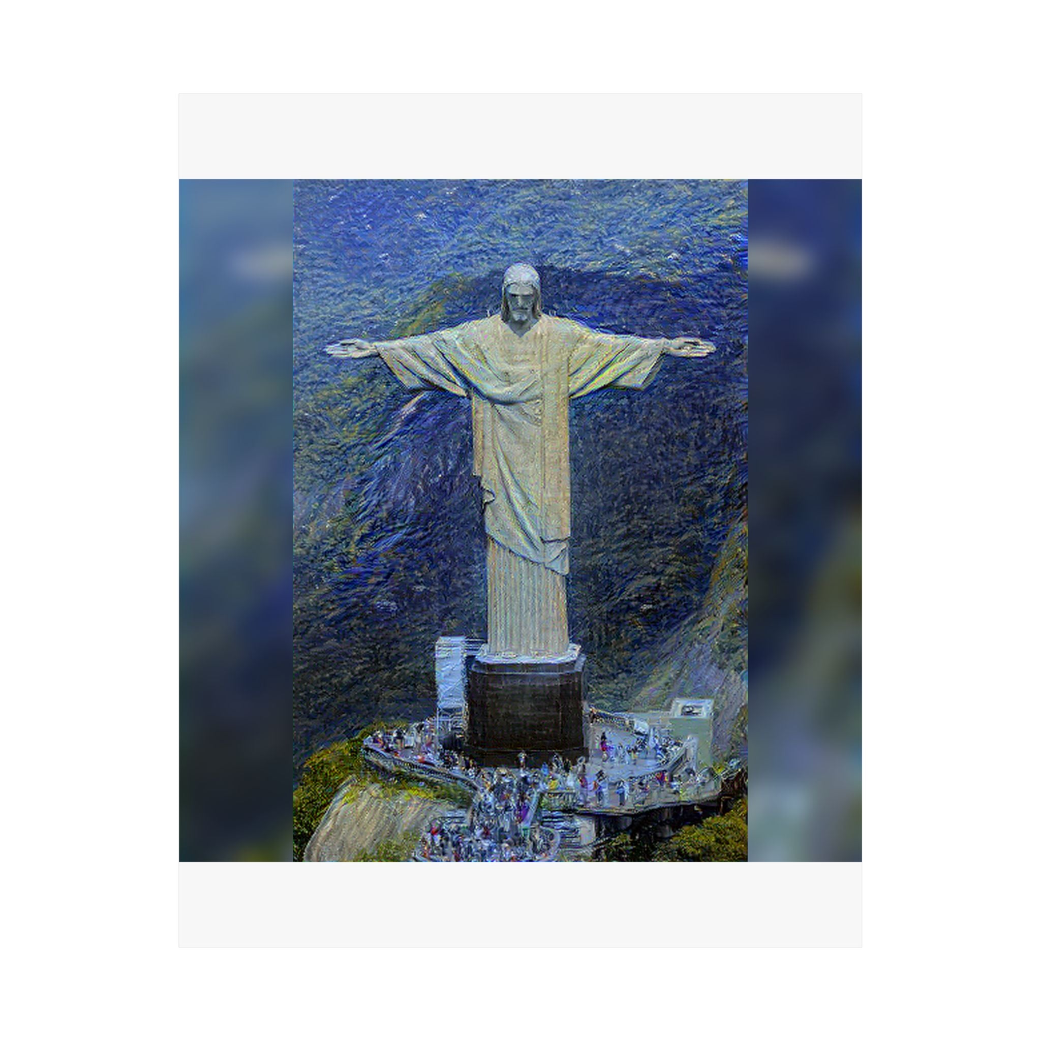 Christ the Redeemer in Starry Night Style - Art Poster Print