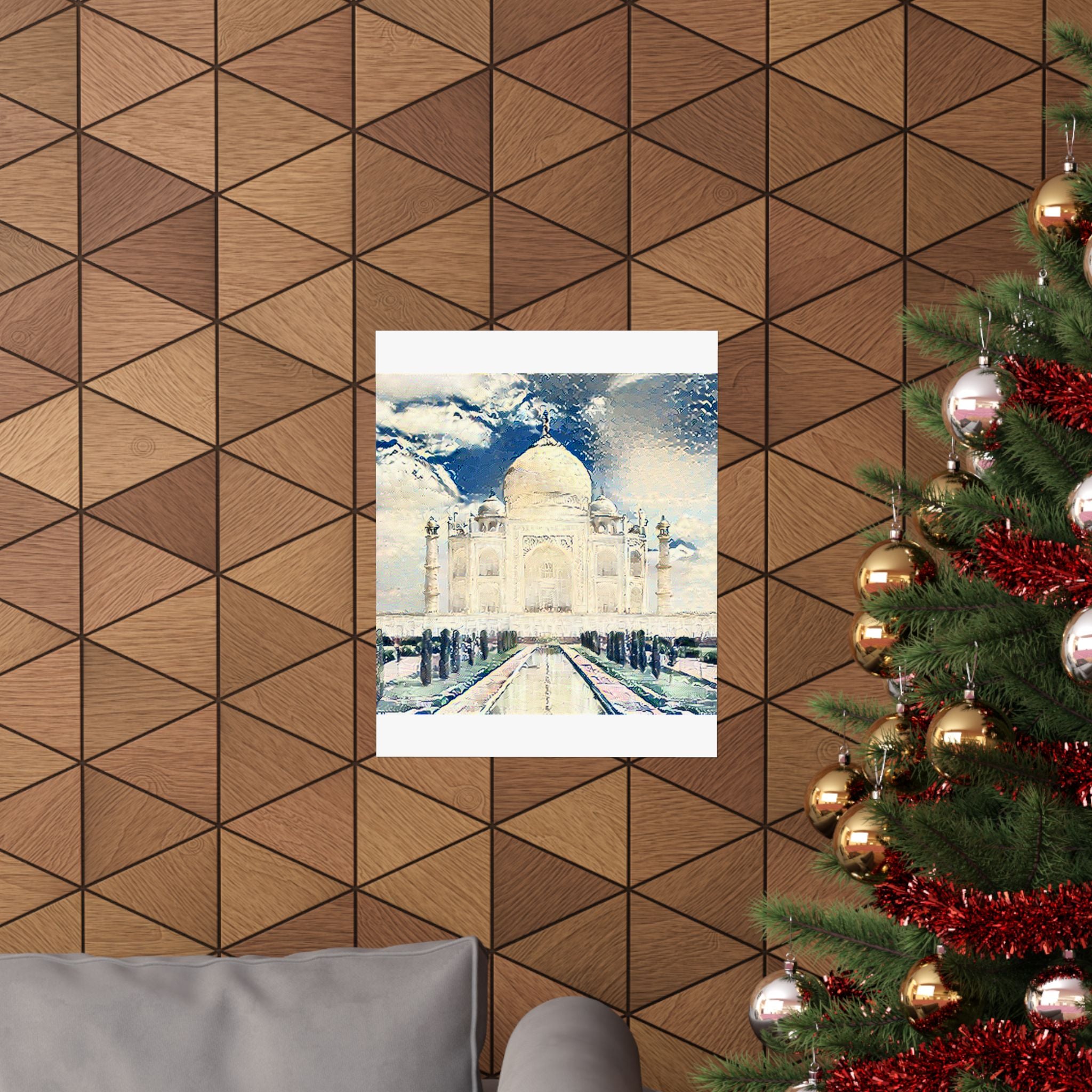 Taj Mahal in Great Wave Style - Poster Print