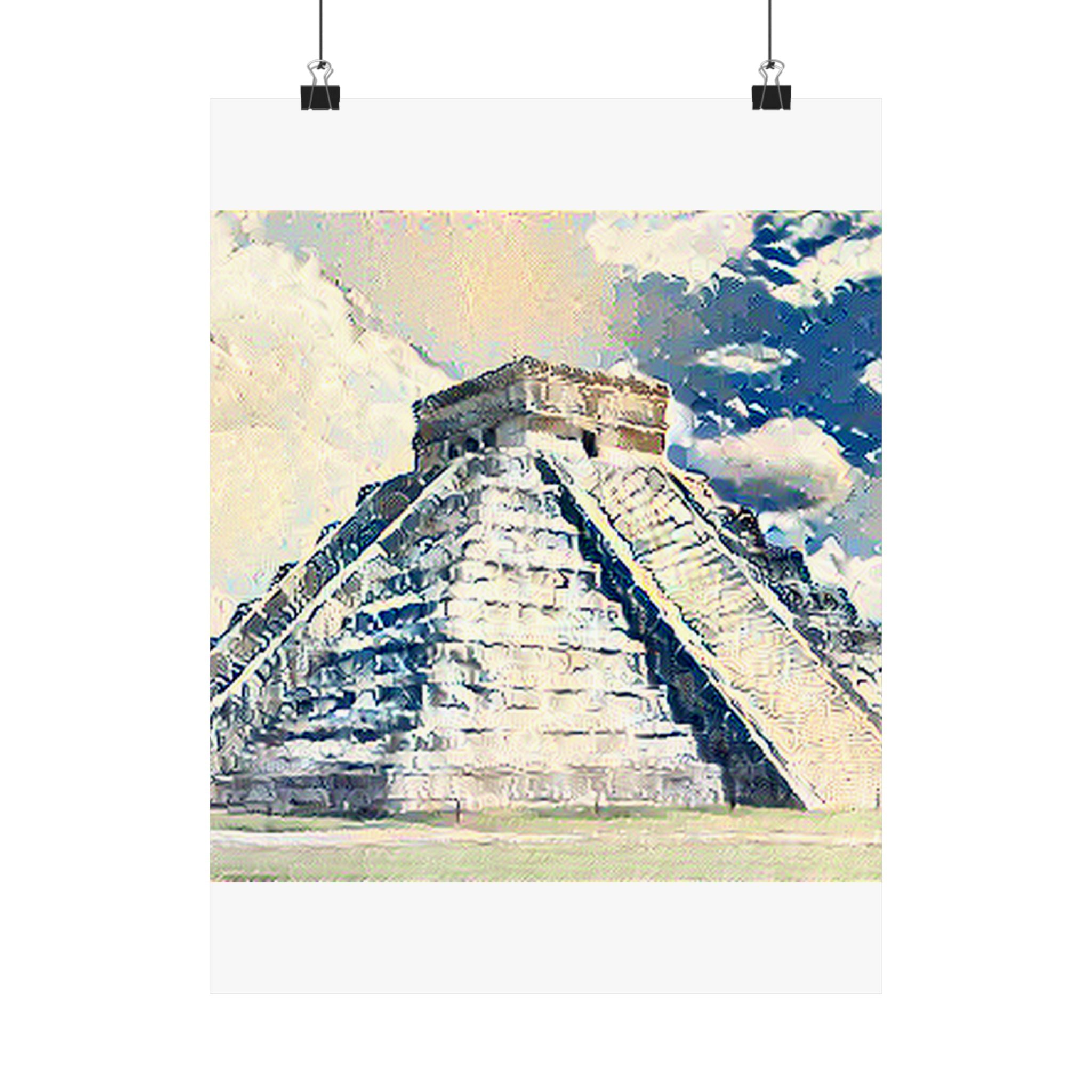 Chichen Itza in The Great Wave off Kanagawa Style | Katsushika Hokusai Inspired Art