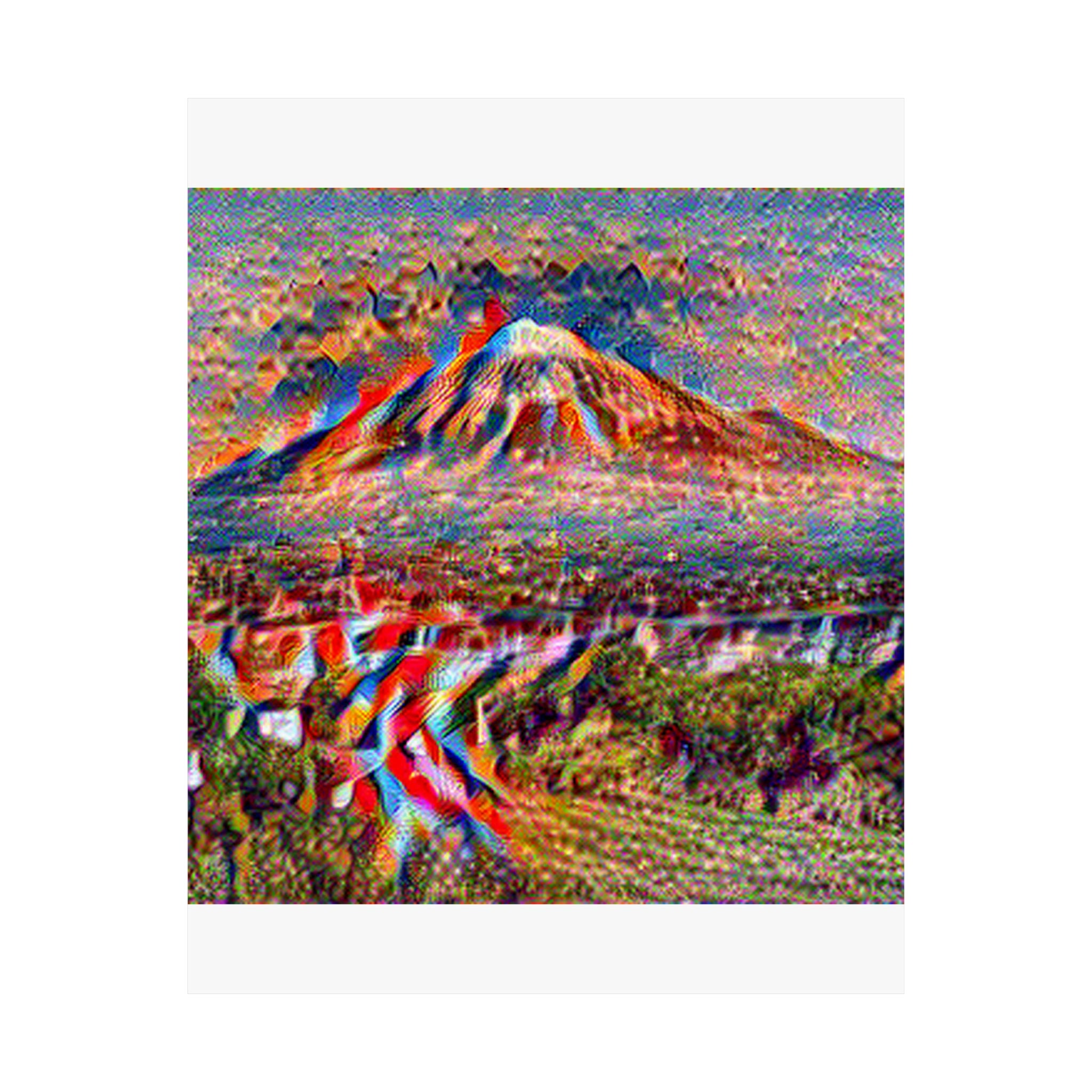 Mount Fuji in Composition Vii Style - Poster Print
