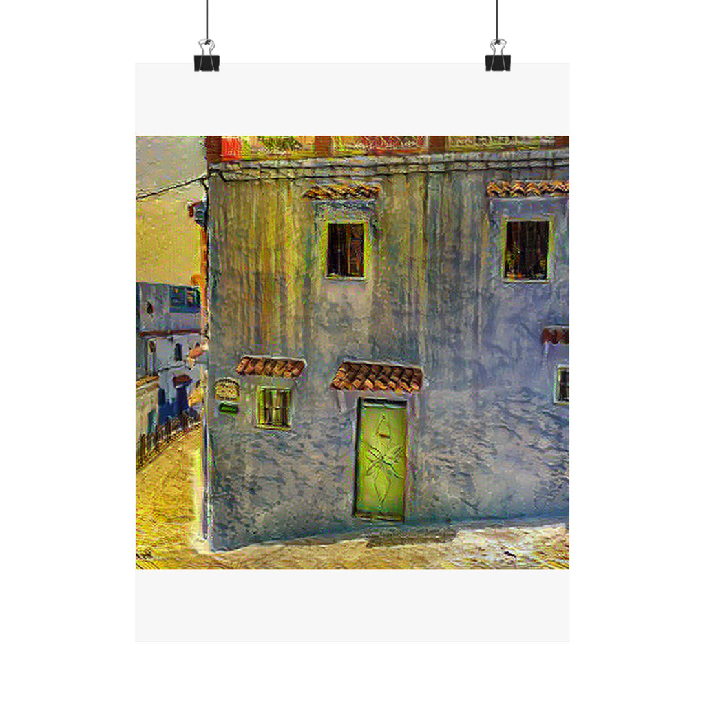Chefchaouen in Cafe Terrace at Night Style | Vincent van Gogh Inspired Art