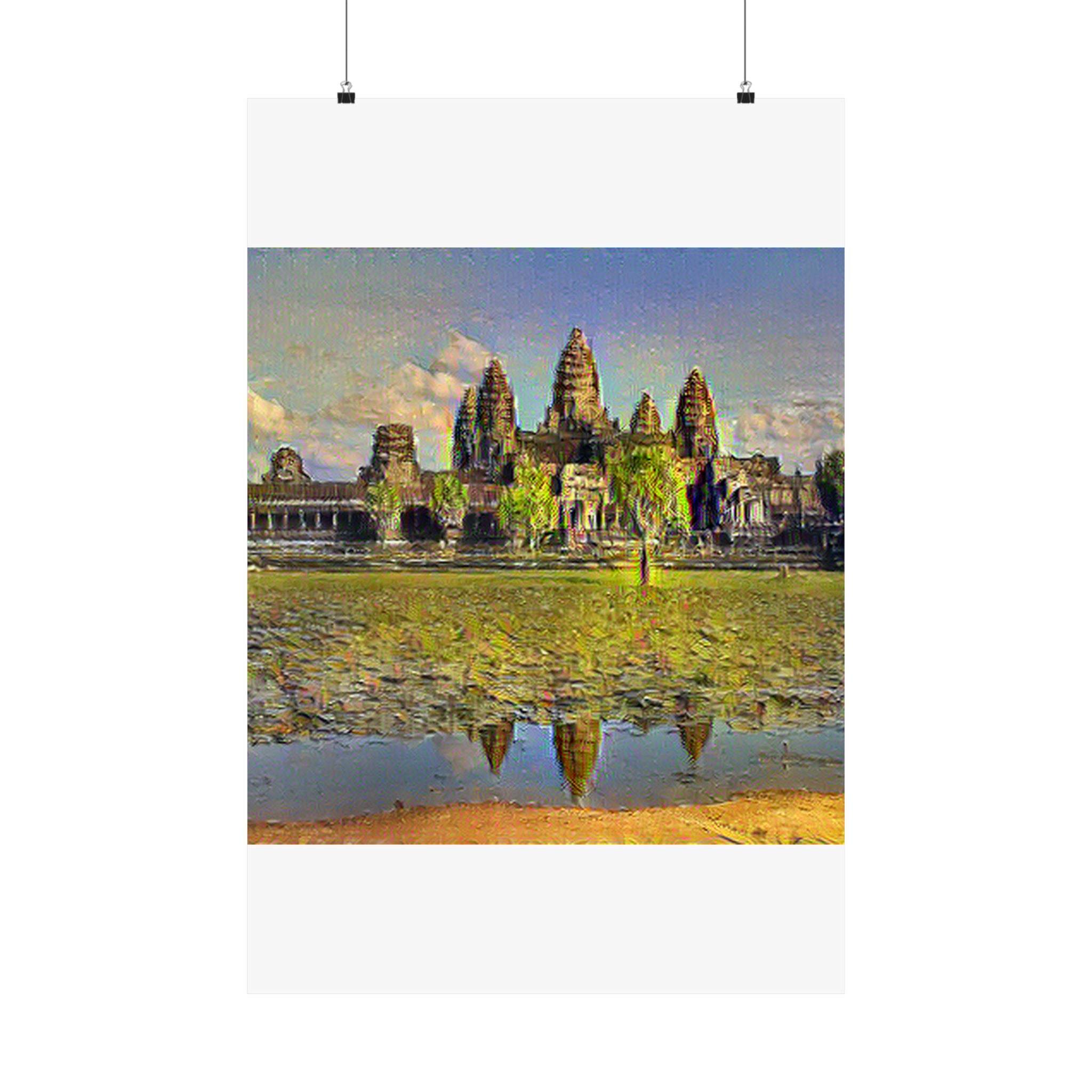 Angkor Wat in Cafe Terrace at Night Style | Vincent van Gogh Inspired Art