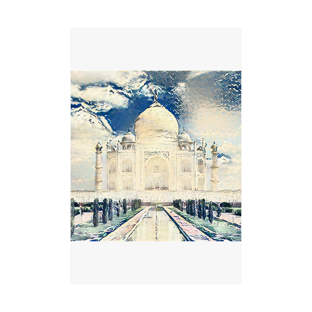 Taj Mahal in Great Wave Style - Poster Print