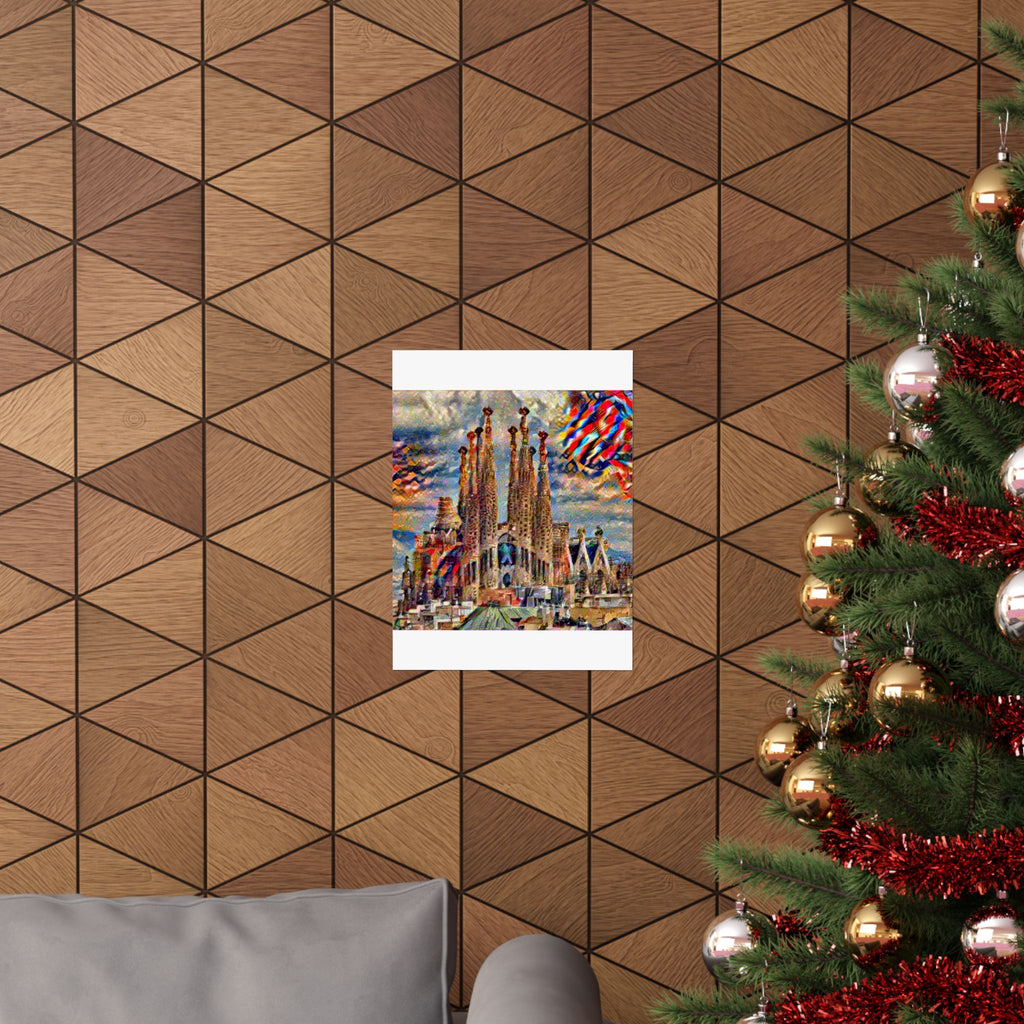 Sagrada Familia in Composition Vii Style - Poster Print