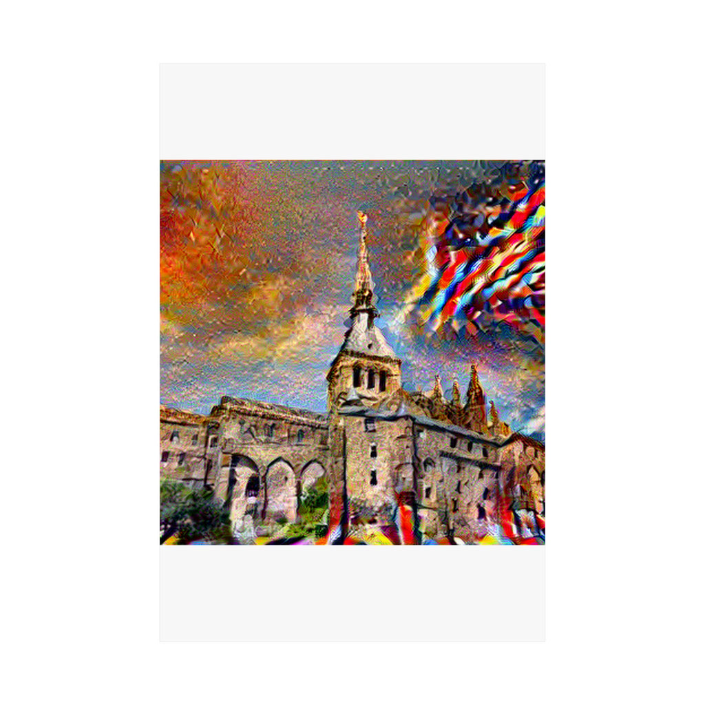 Mont Saint-Michel in Composition VII Style | Wassily Kandinsky Inspired Art