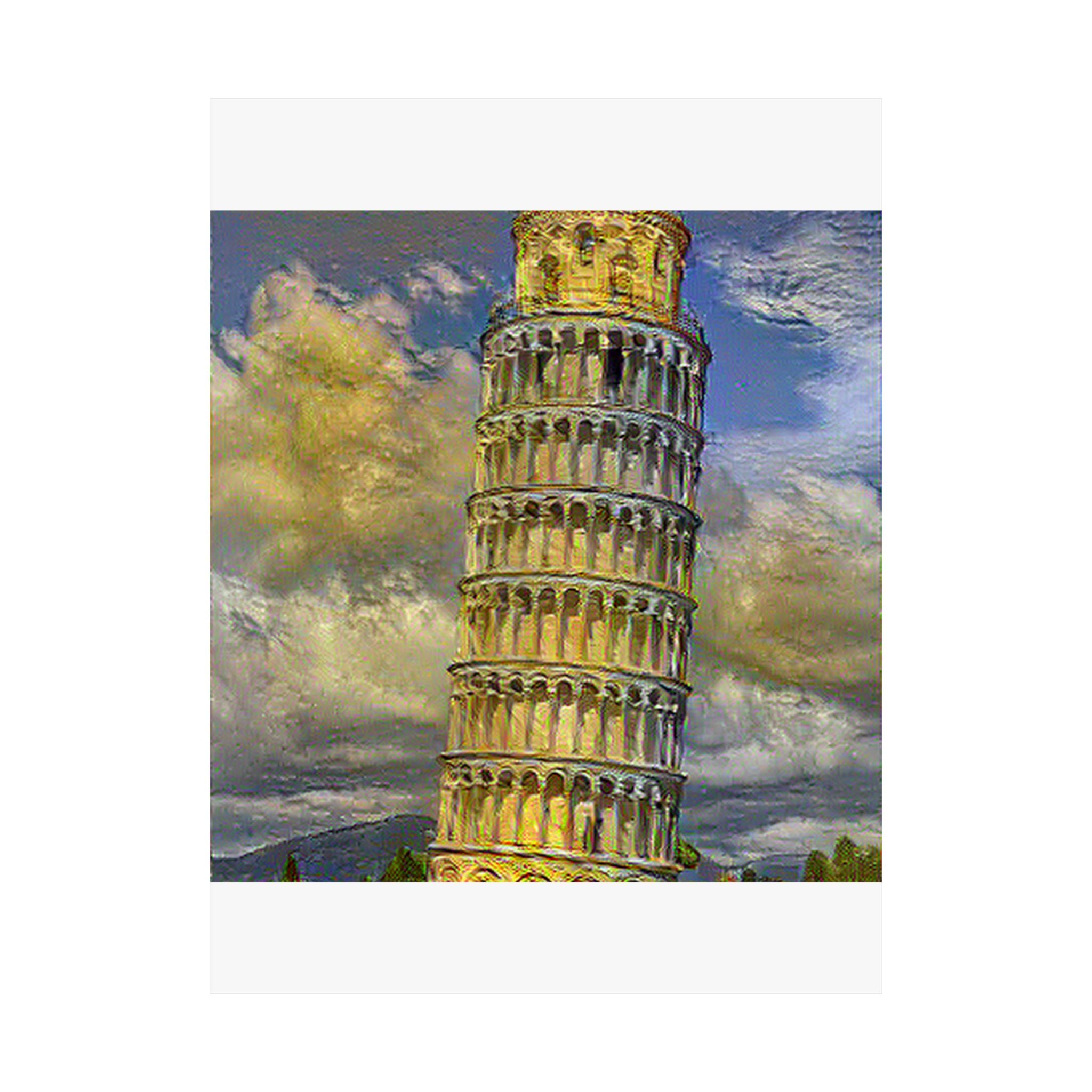 Tower Of Pisa in Cafe Terrace Style - Poster Print