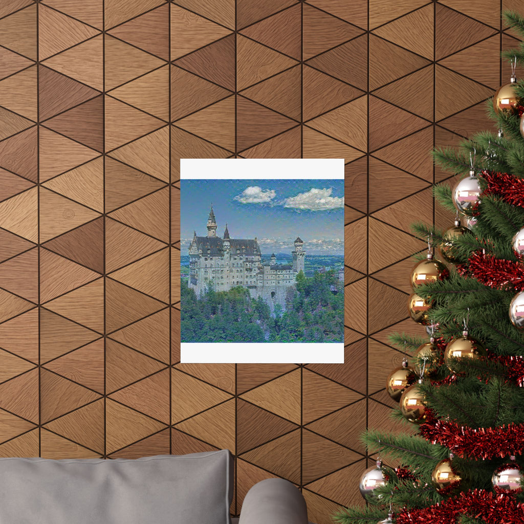 Neuschwanstein in Water Lilies Style - Poster Print