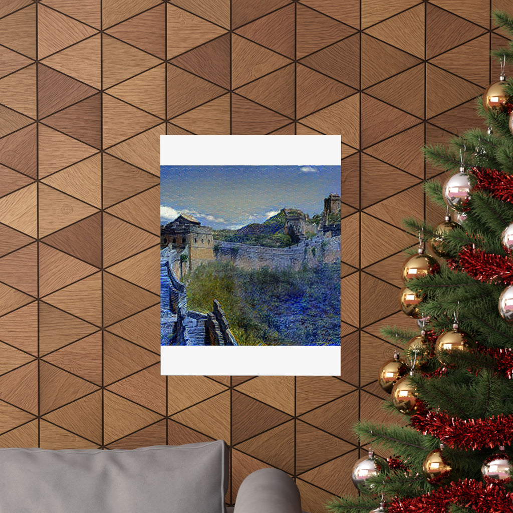 Great Wall of China in Starry Night Style | Vincent van Gogh Inspired Art