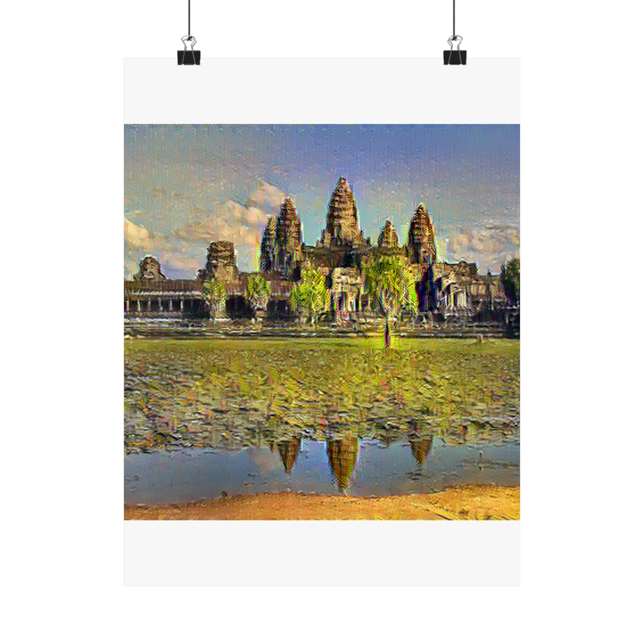 Angkor Wat in Cafe Terrace at Night Style | Vincent van Gogh Inspired Art