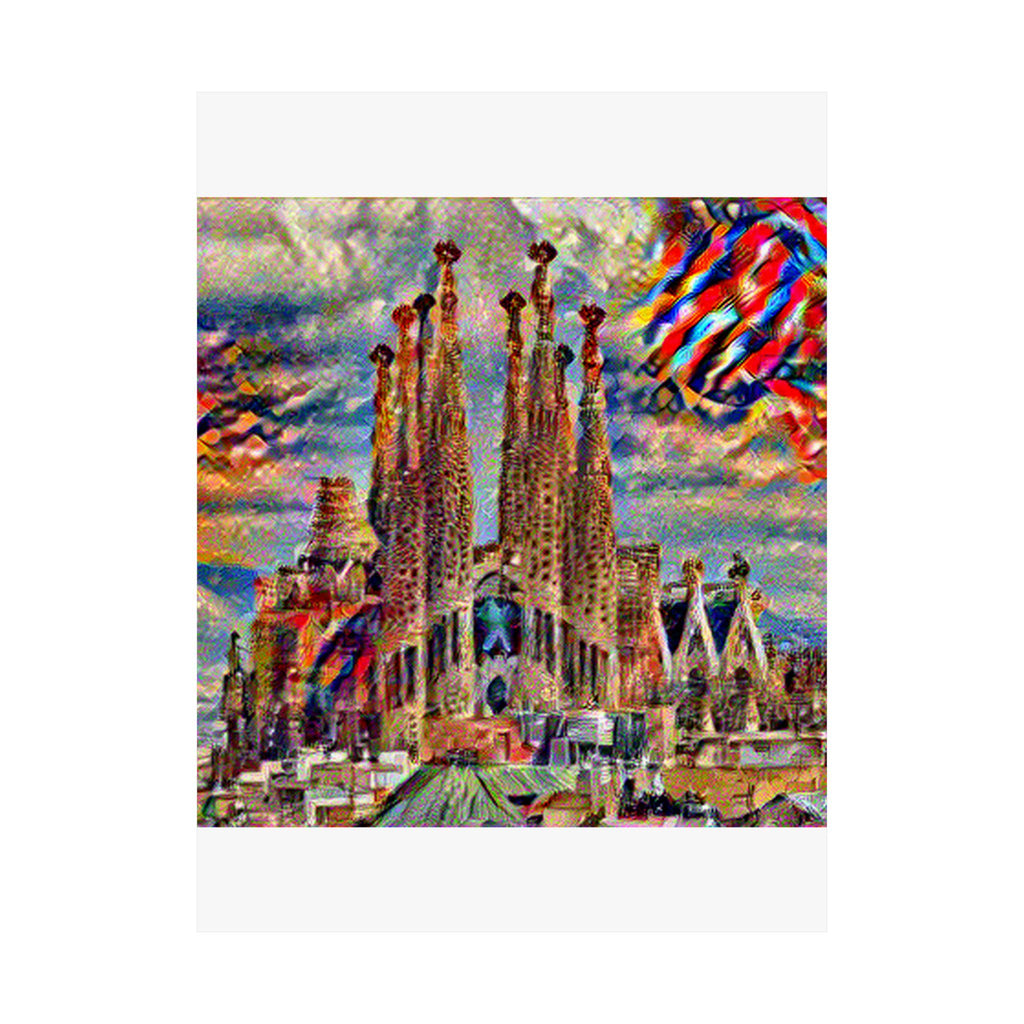 Sagrada Familia in Composition Vii Style - Poster Print