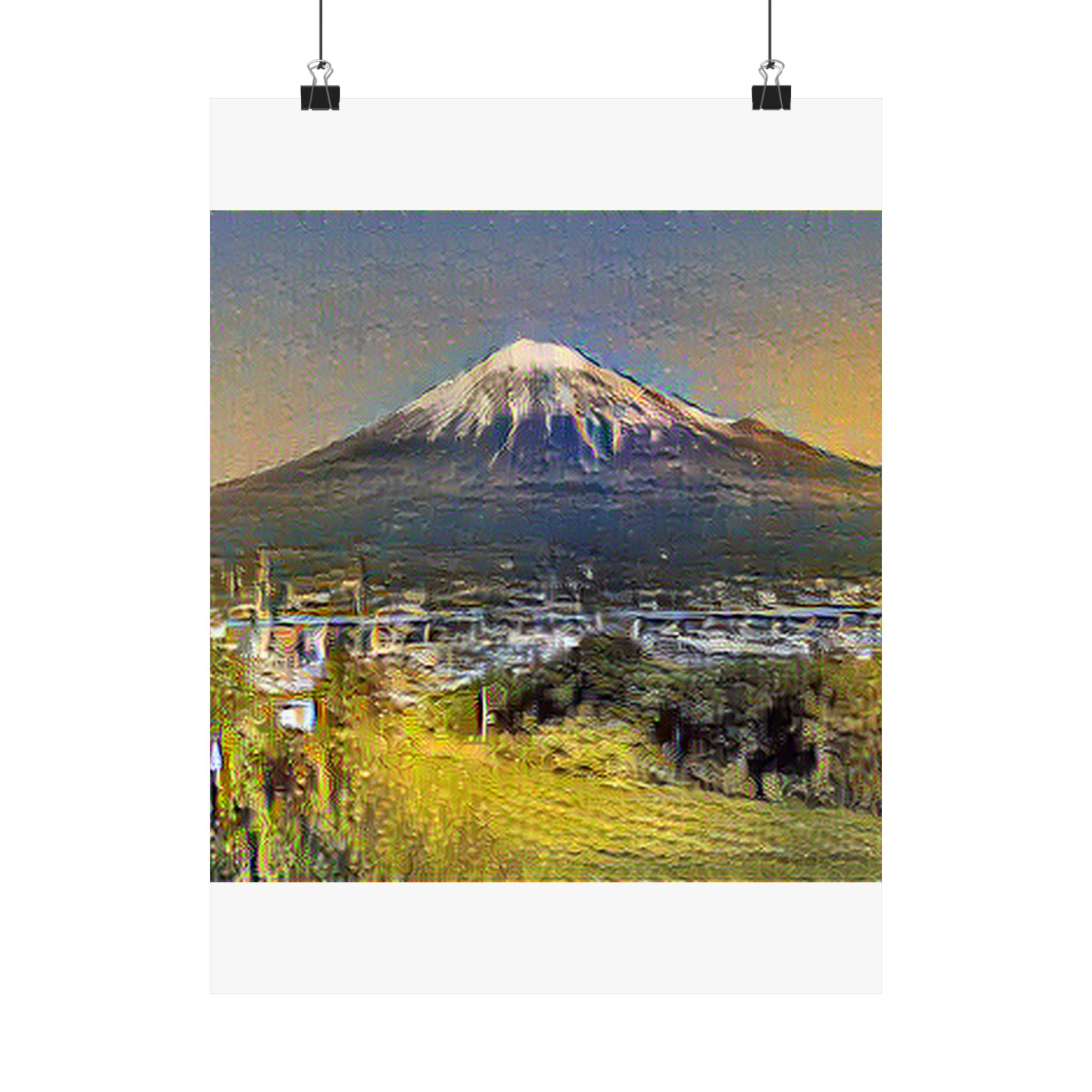 Mount Fuji in Cafe Terrace Style - Poster Print