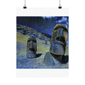 Moai in Starry Night Style - Poster Print